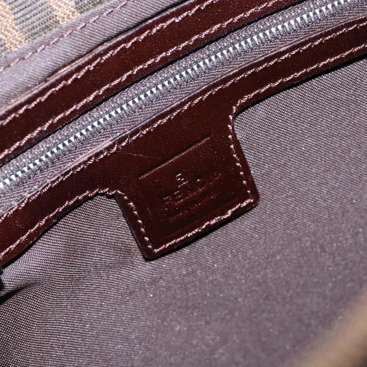 FENDI Zucca Canvas Shoulder Bag Black Brown Silver Auth 133732