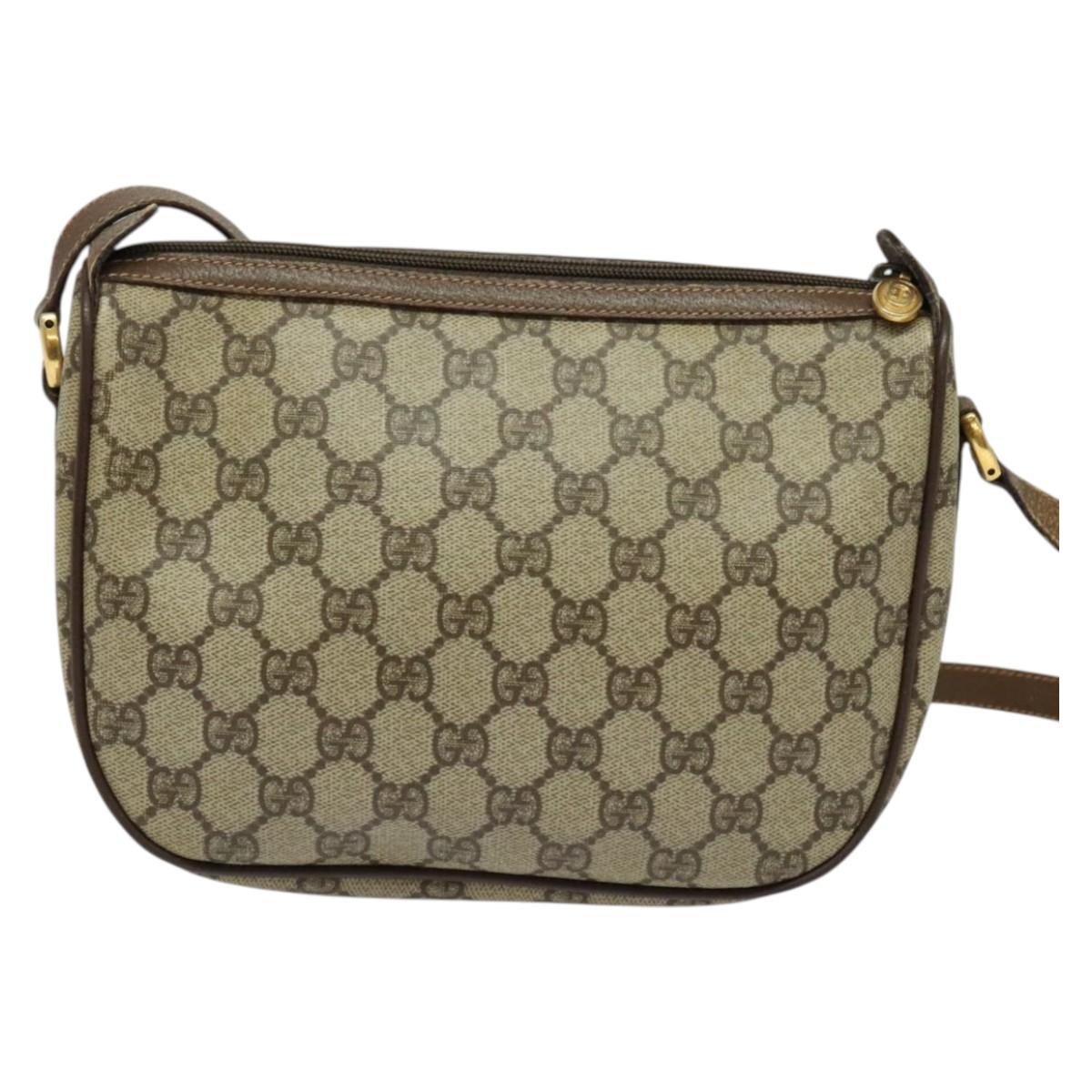 GUCCI GG Supreme Web Sherry Line Bag PVC Beige Gold Red 89 02 032 Auth 133747
