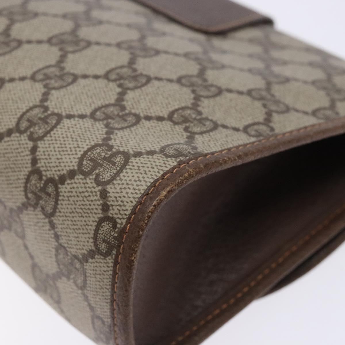 GUCCI GG Supreme Web Sherry Line Bag PVC Beige Gold 156 01 030 Auth 133748