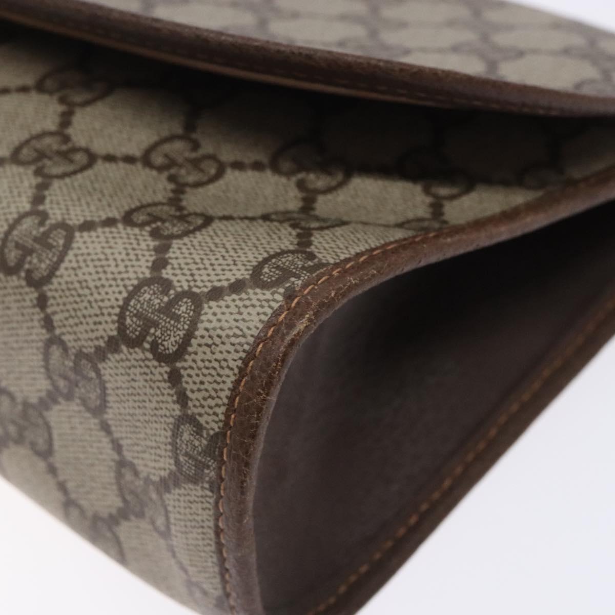 GUCCI GG Supreme Web Sherry Line Bag PVC Beige Gold 156 01 030 Auth 133748