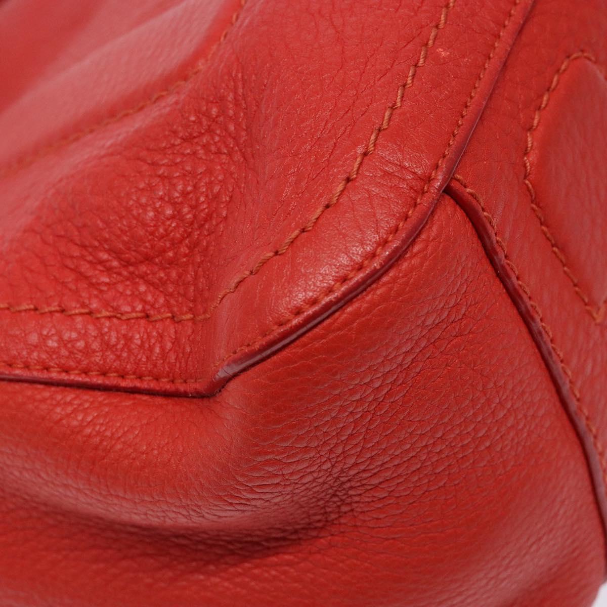 Salvatore Ferragamo Vala Hand Bag Leather Red Gold Auth 133749