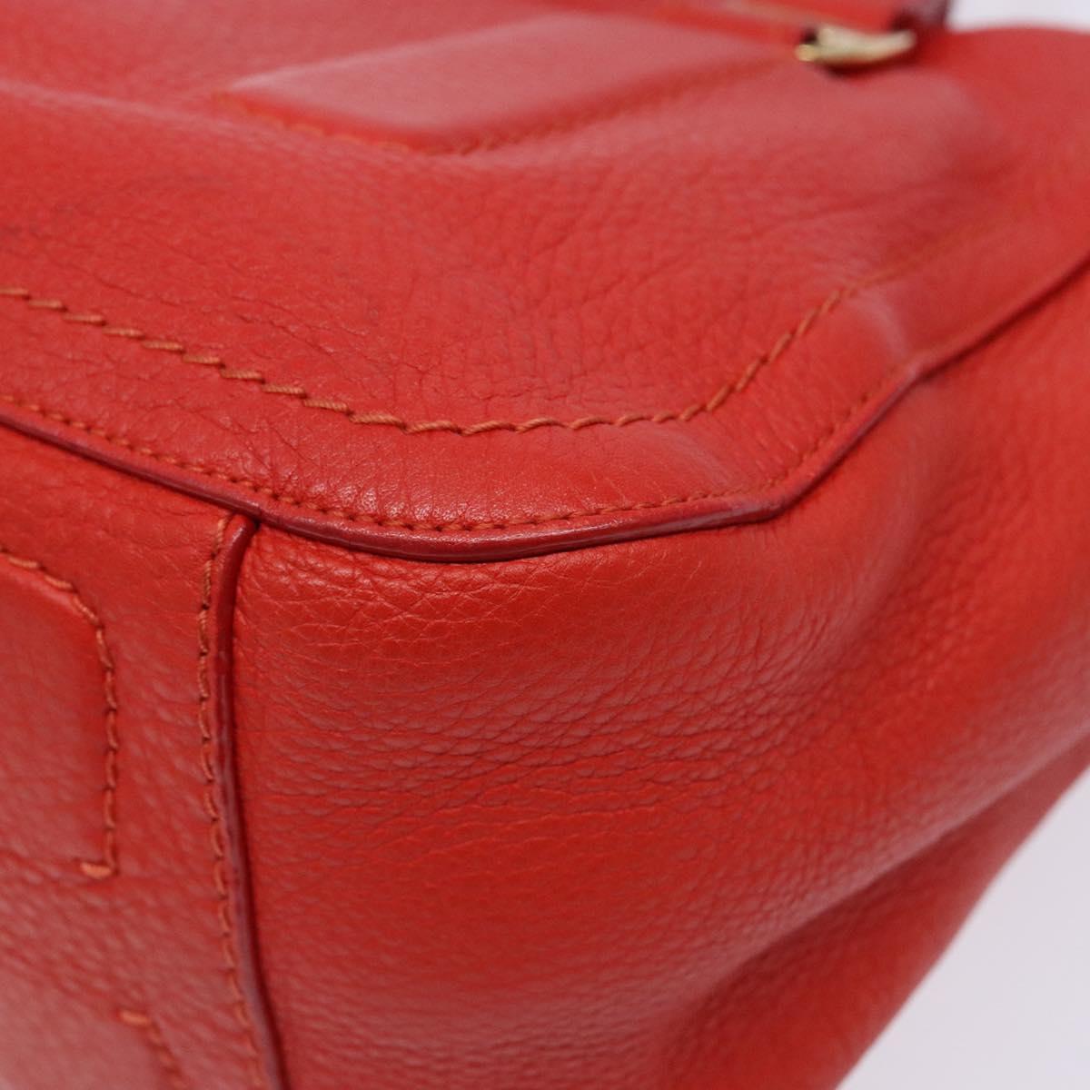 Salvatore Ferragamo Vala Hand Bag Leather Red Gold Auth 133749