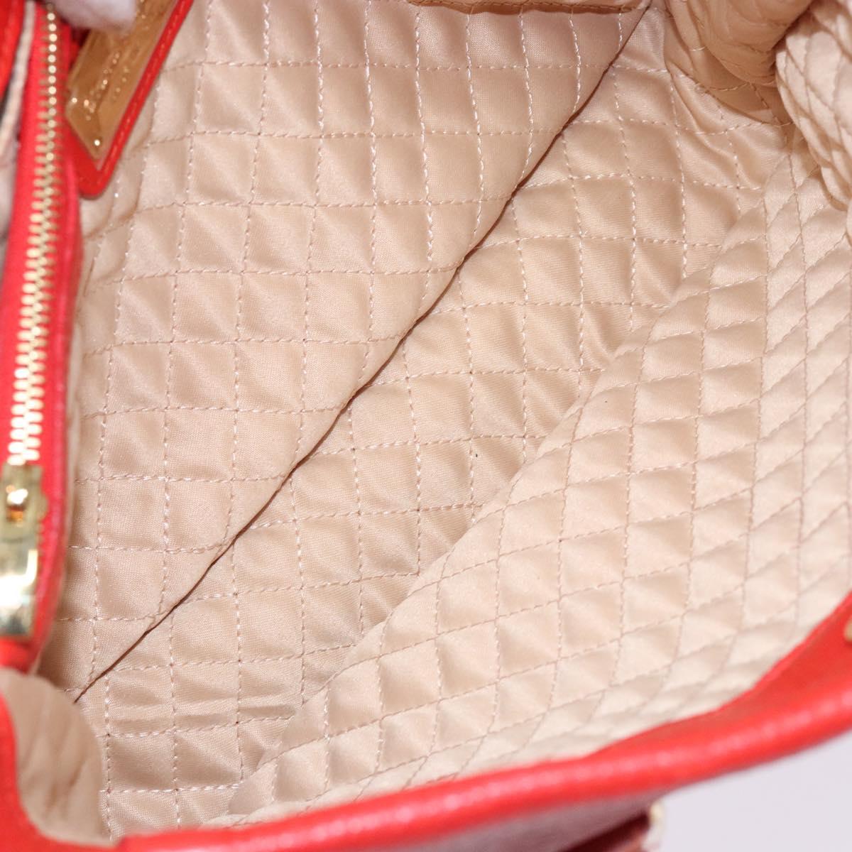 Salvatore Ferragamo Vala Hand Bag Leather Red Gold Auth 133749
