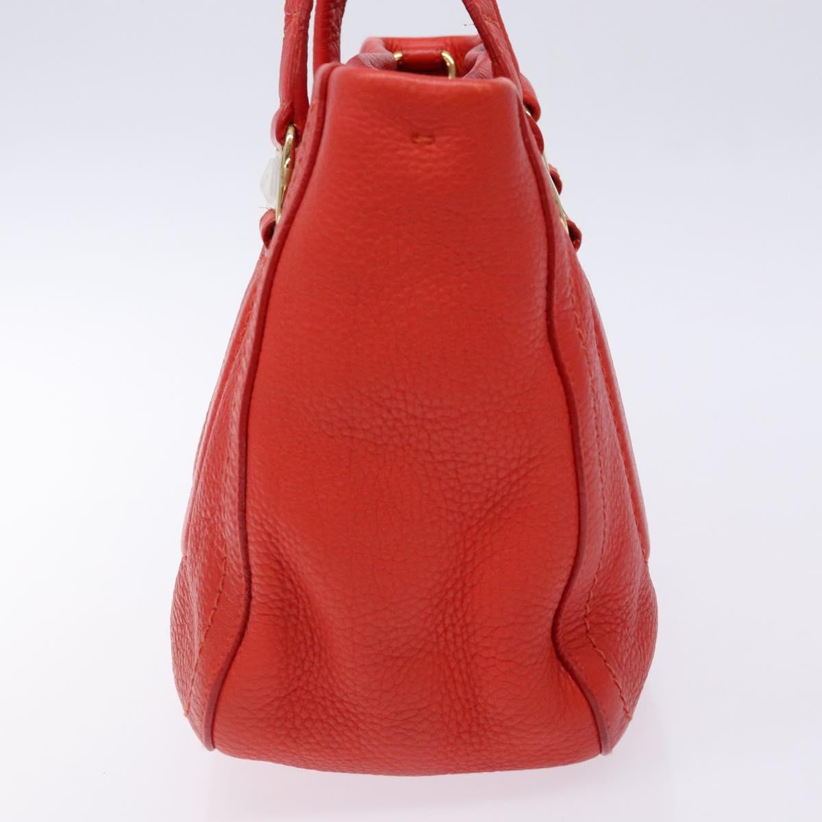 Salvatore Ferragamo Vala Hand Bag Leather Red Gold Auth 133749