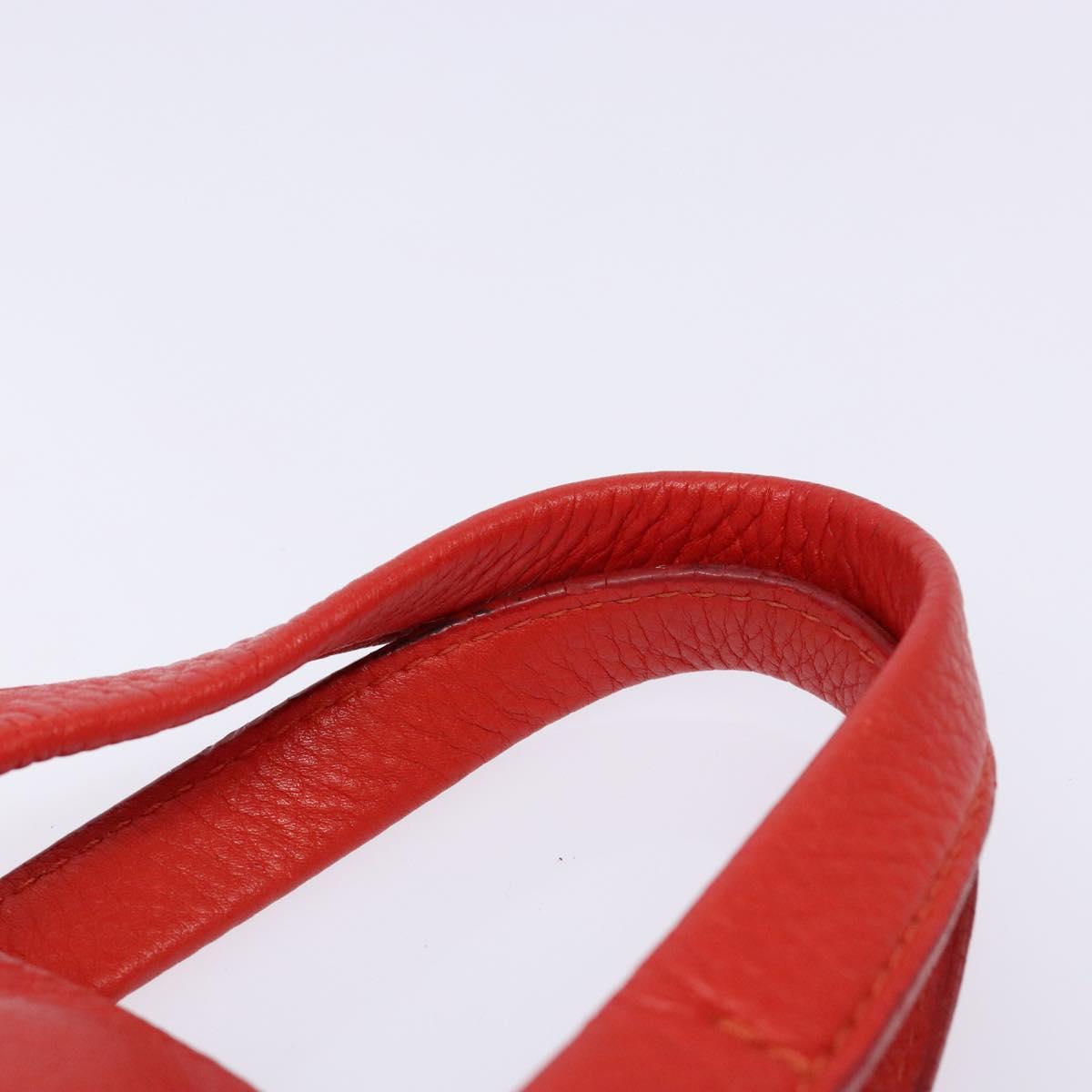 Salvatore Ferragamo Vala Hand Bag Leather Red Gold Auth 133749