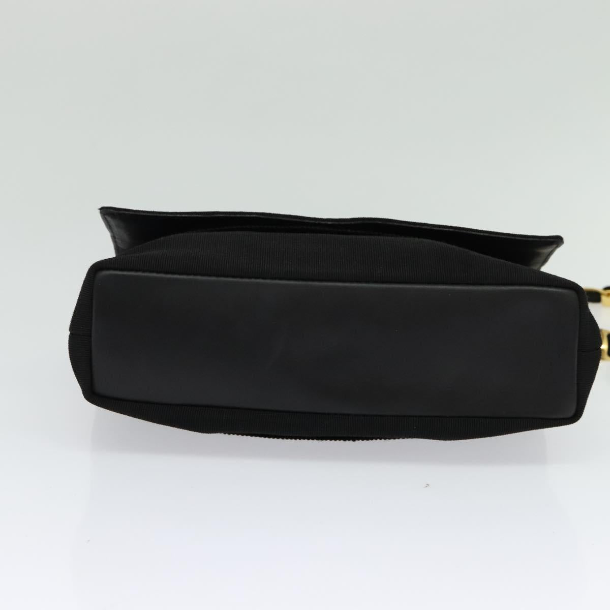 Salvatore Ferragamo Chain Vala Shoulder Bag Canvas Black Gold Auth 133753