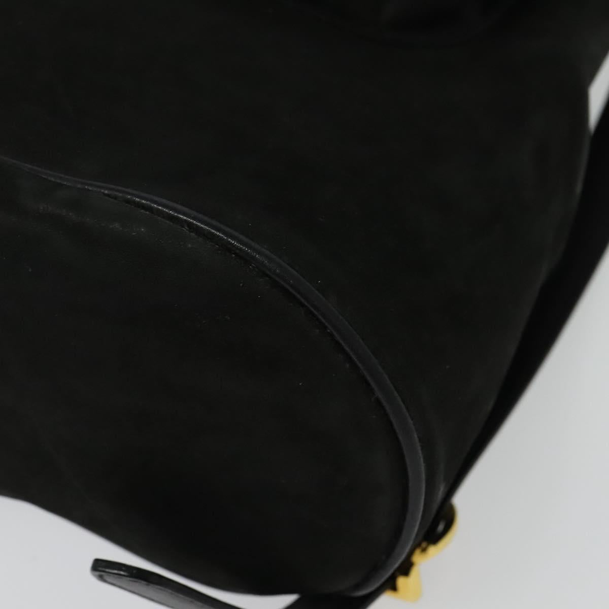 Salvatore Ferragamo Vala Vala Backpack Suede Black Gold Auth 133755