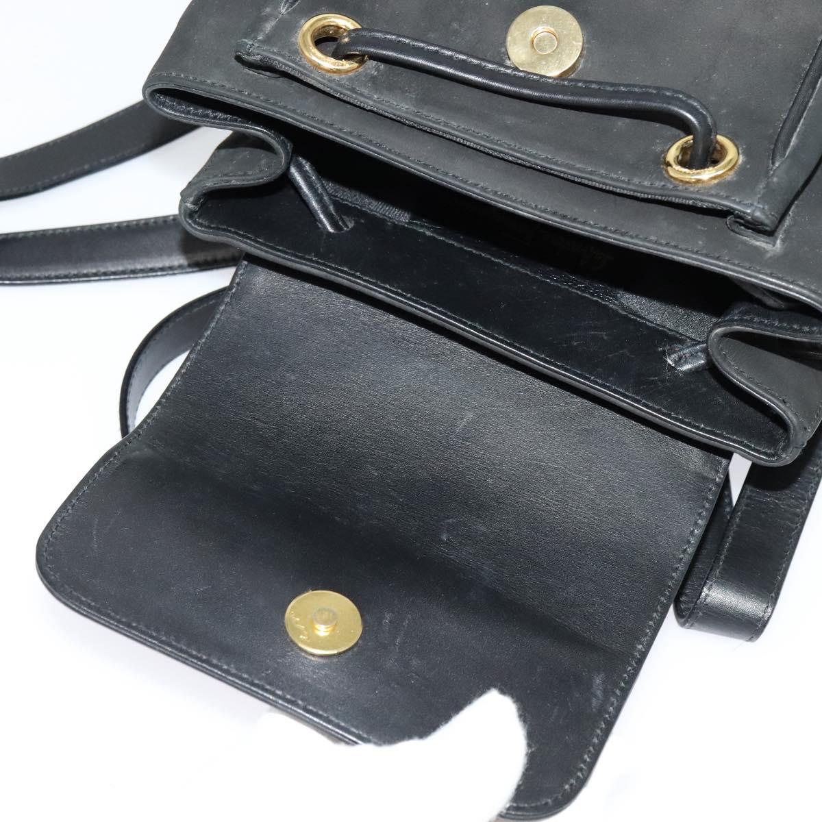 Salvatore Ferragamo Vala Vala Backpack Suede Black Gold Auth 133755