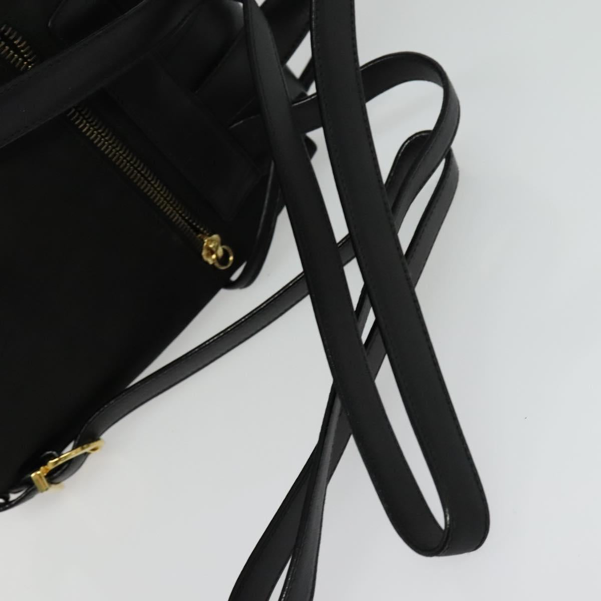 Salvatore Ferragamo Vala Vala Backpack Suede Black Gold Auth 133755