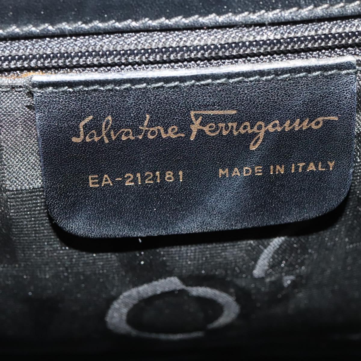 Salvatore Ferragamo Gancini Hand Bag Leather 2way Black Gold Auth 133757