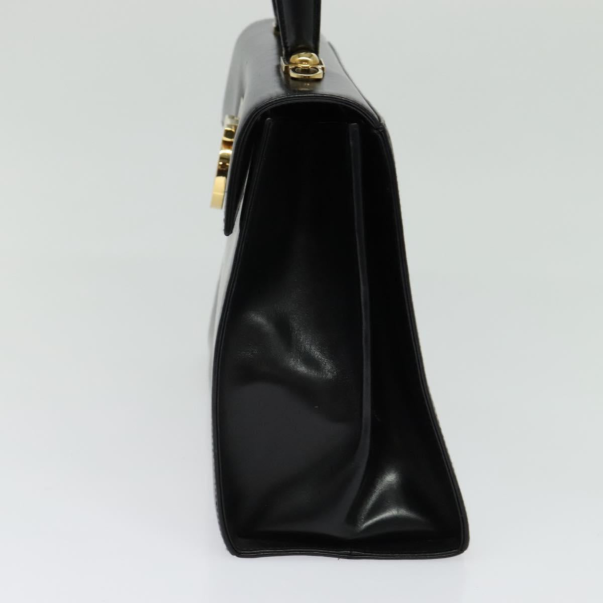 Salvatore Ferragamo Gancini Hand Bag Leather 2way Black Gold Auth 133757