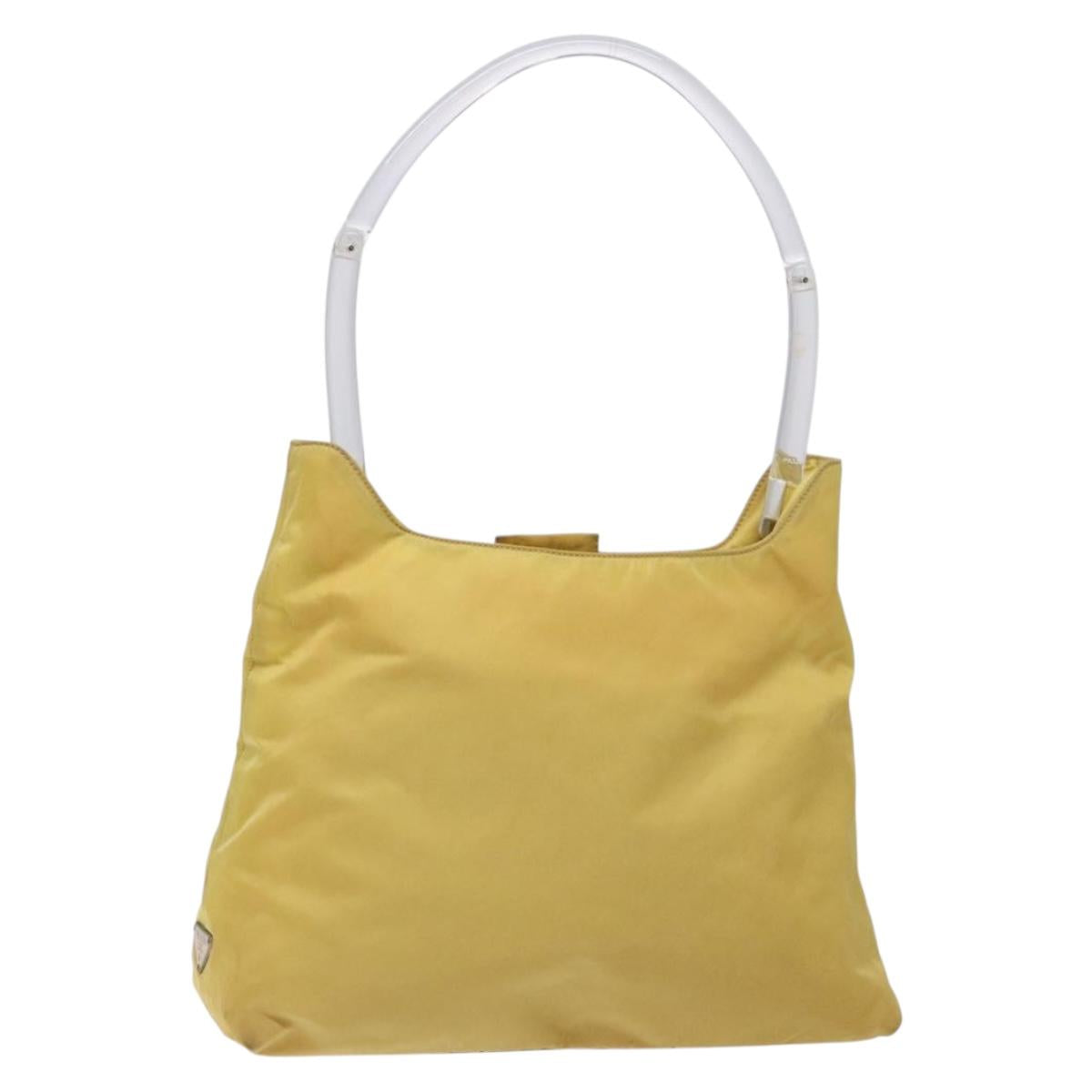 PRADA Shoulder Bag Nylon Plastic Yellow Silver Auth 133760