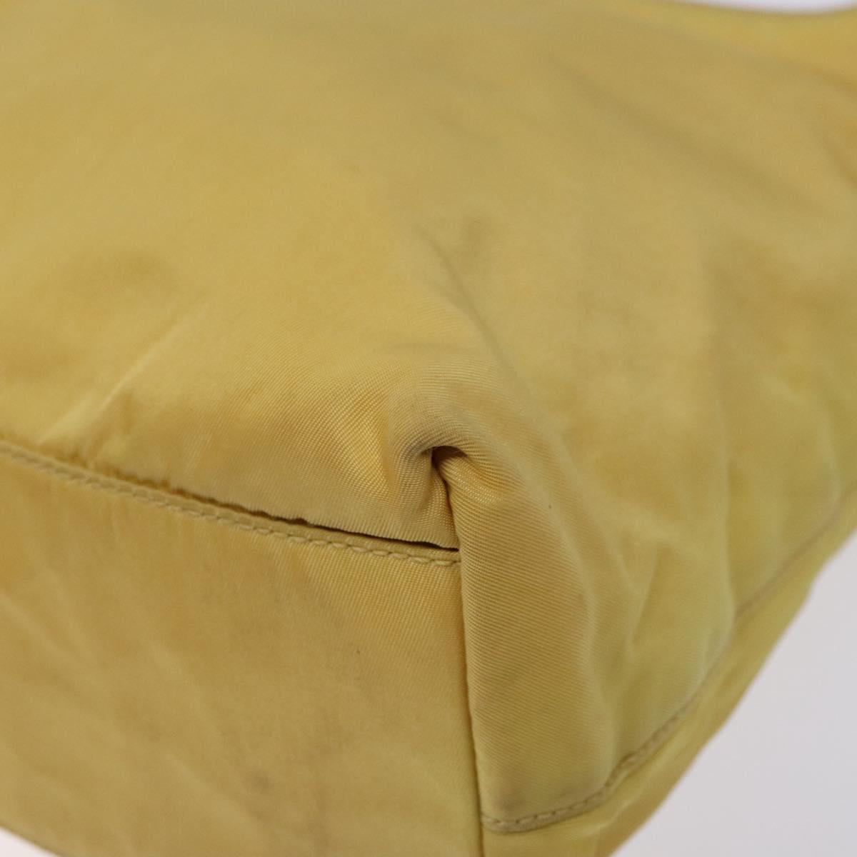 PRADA Shoulder Bag Nylon Plastic Yellow Silver Auth 133760