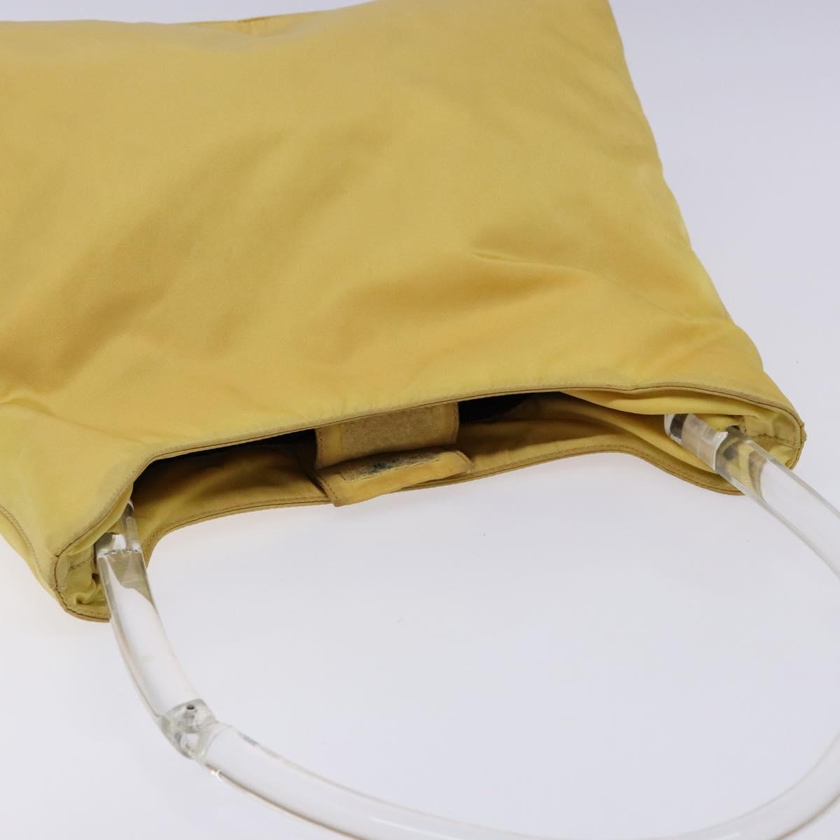 PRADA Shoulder Bag Nylon Plastic Yellow Silver Auth 133760