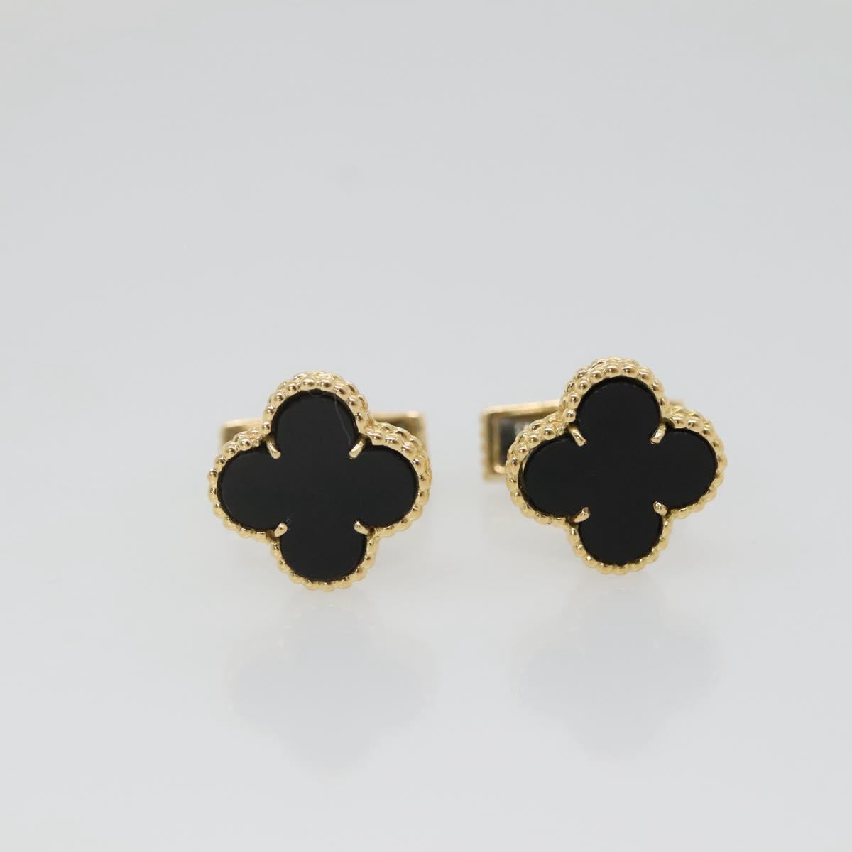 Van Cleef & Arpels Vintage Alhan Cuffs 18K Gold Tone Black Auth 133768SM