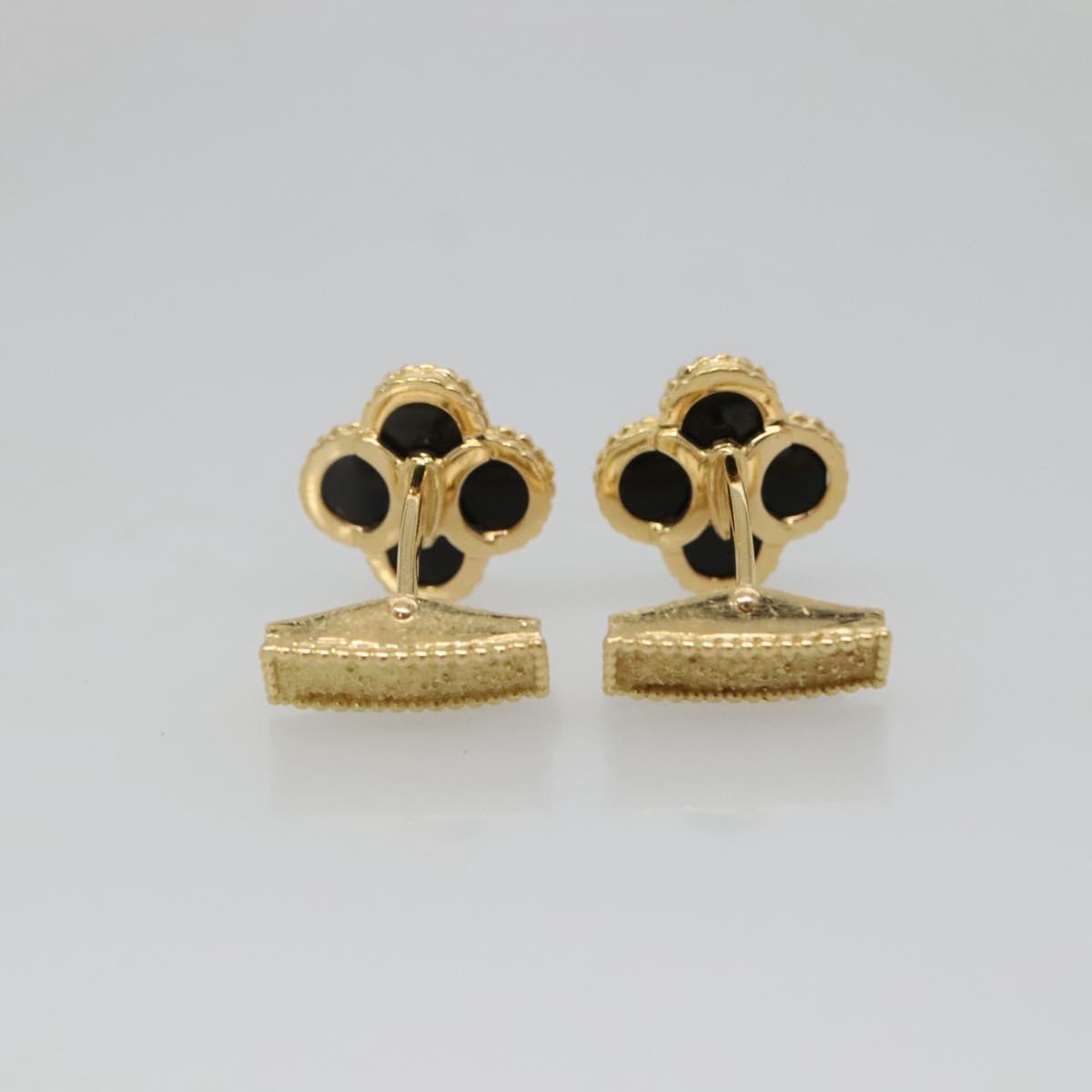 Van Cleef & Arpels Vintage Alhan Cuffs 18K Gold Tone Black Auth 133768SM