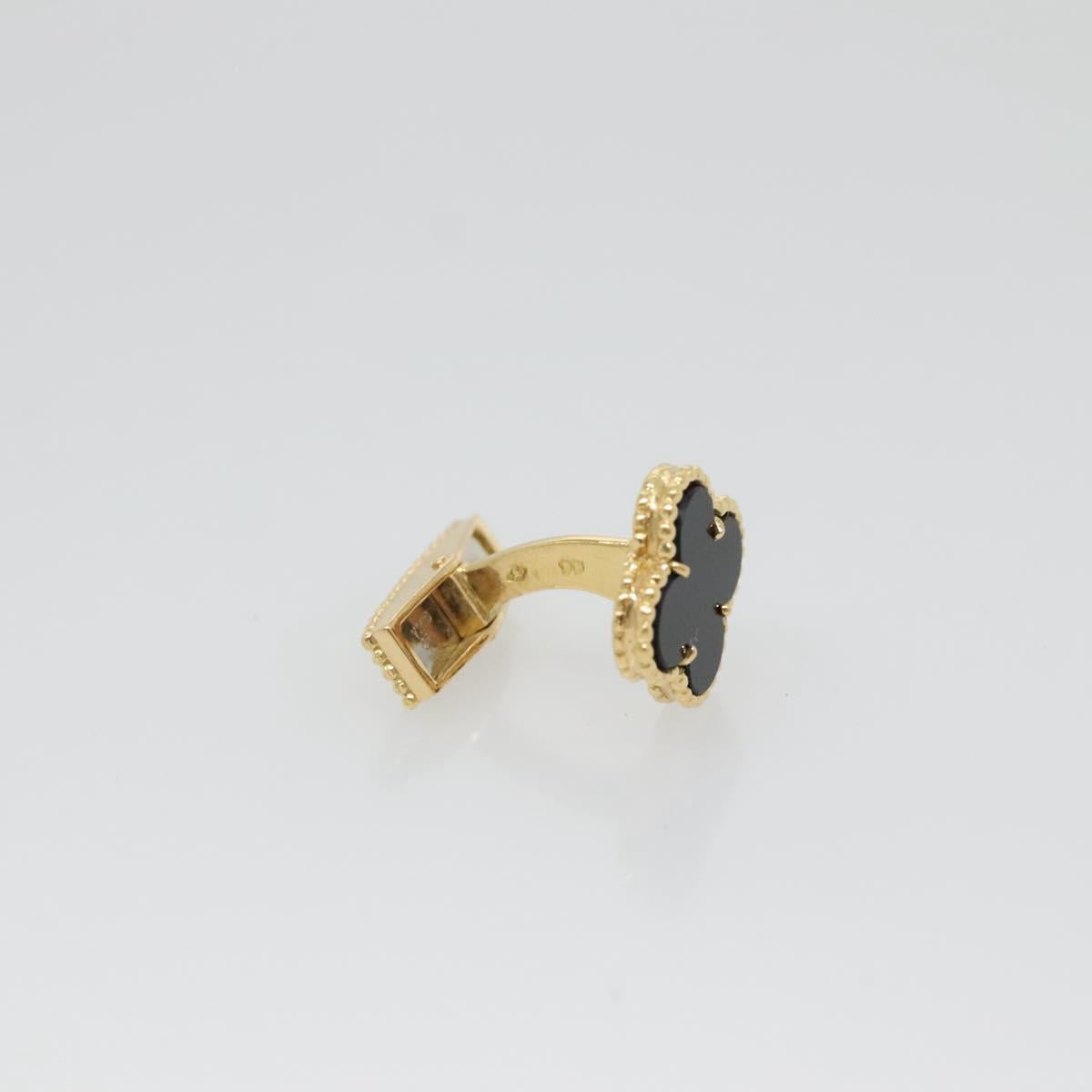 Van Cleef & Arpels Vintage Alhan Cuffs 18K Gold Tone Black Auth 133768SM