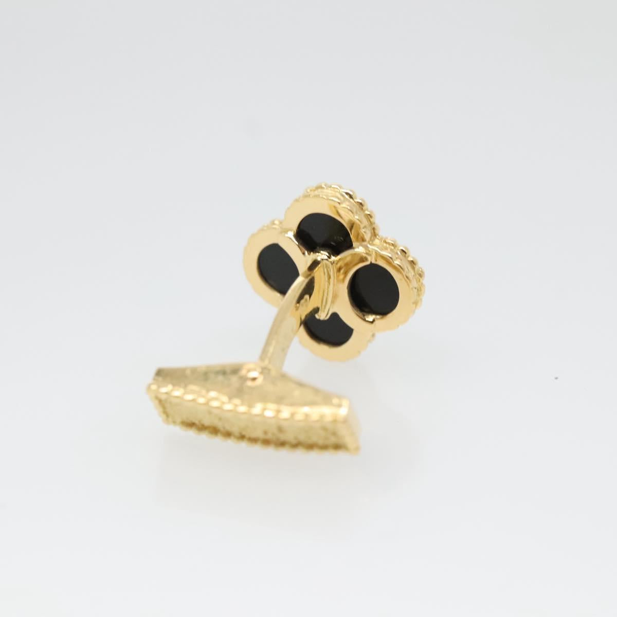 Van Cleef & Arpels Vintage Alhan Cuffs 18K Gold Tone Black Auth 133768SM