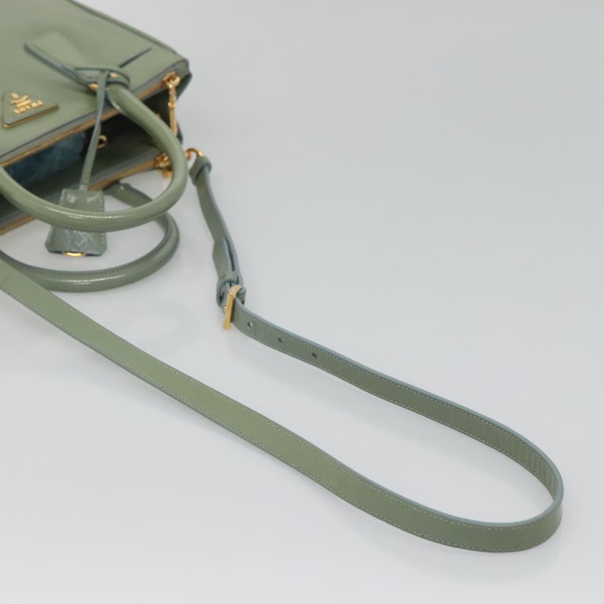 PRADA Galleria Hand Bag Safiano leather 2way Gold Light green Auth 133778