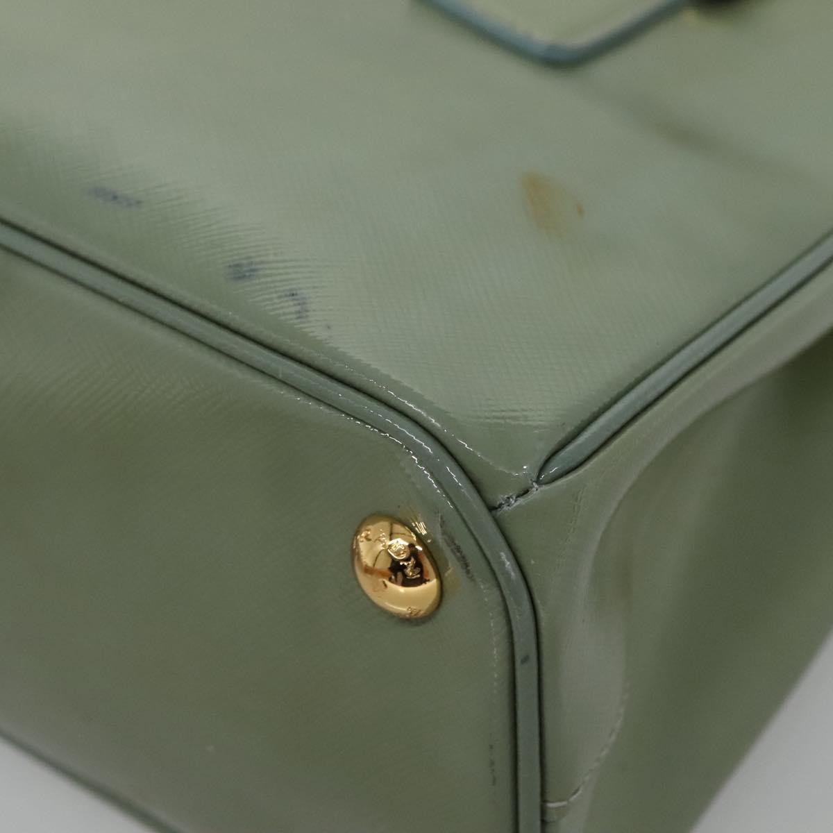 PRADA Galleria Hand Bag Safiano leather 2way Gold Light green Auth 133778