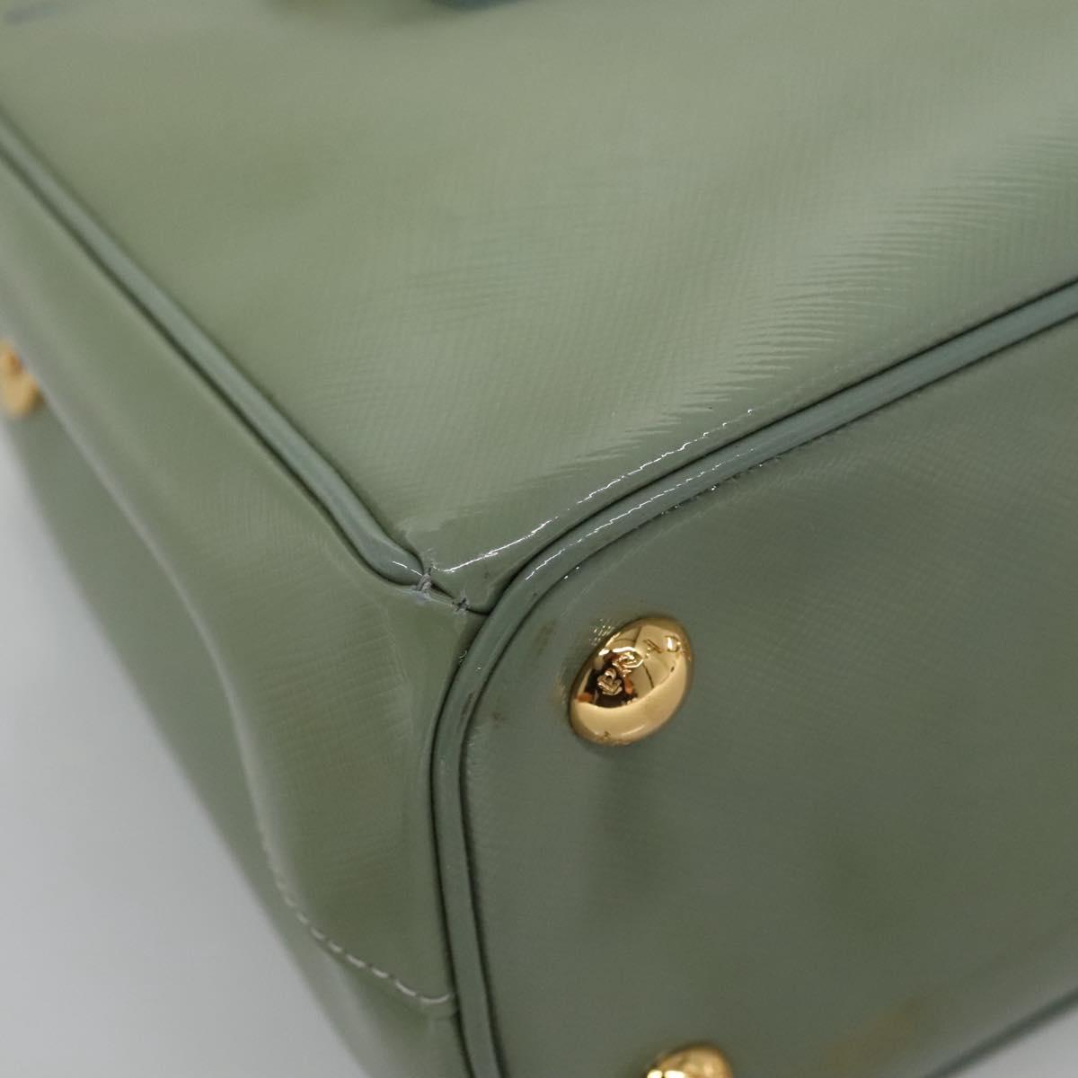 PRADA Galleria Hand Bag Safiano leather 2way Gold Light green Auth 133778
