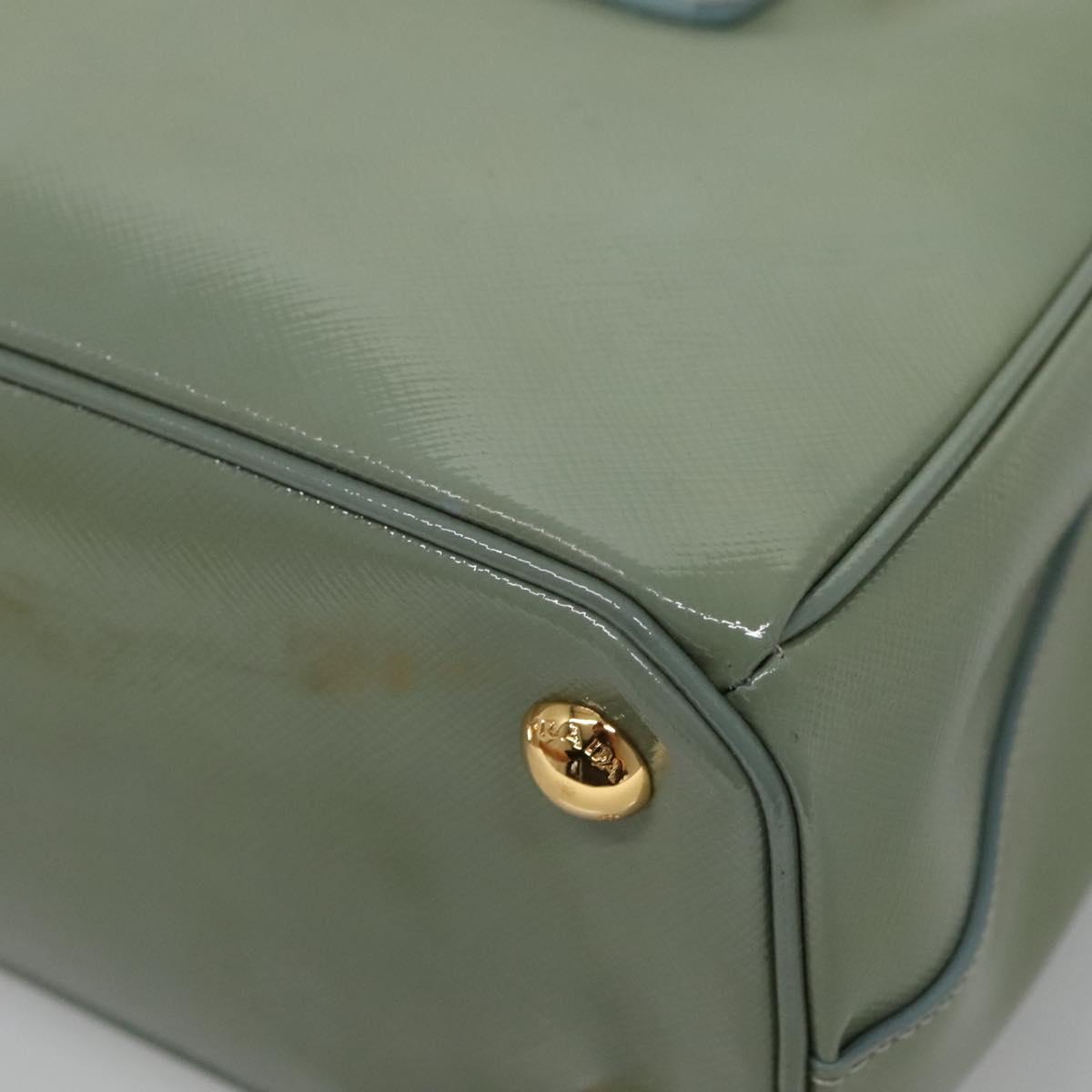 PRADA Galleria Hand Bag Safiano leather 2way Gold Light green Auth 133778