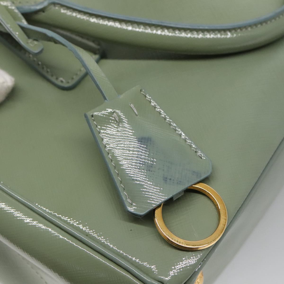 PRADA Galleria Hand Bag Safiano leather 2way Gold Light green Auth 133778