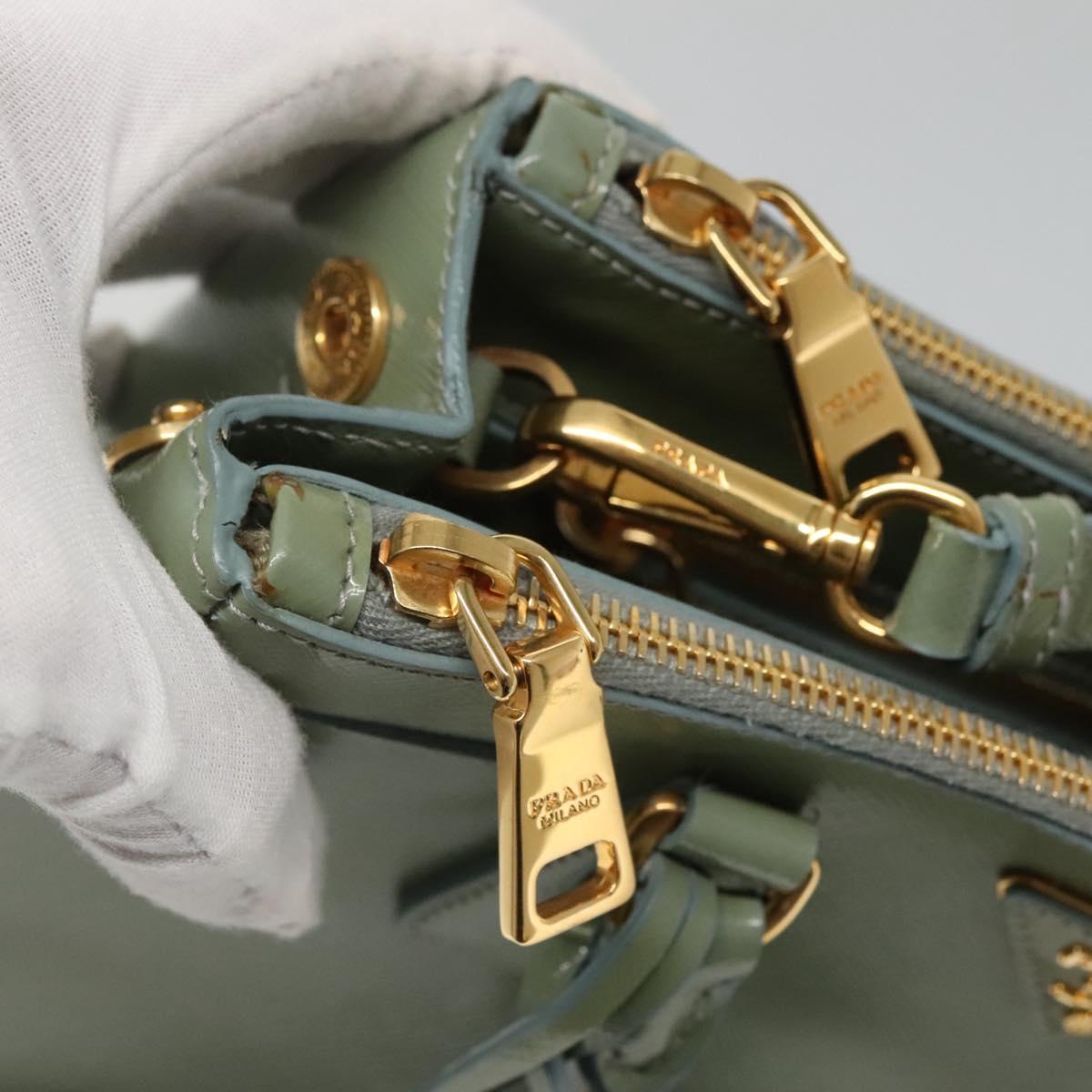 PRADA Galleria Hand Bag Safiano leather 2way Gold Light green Auth 133778