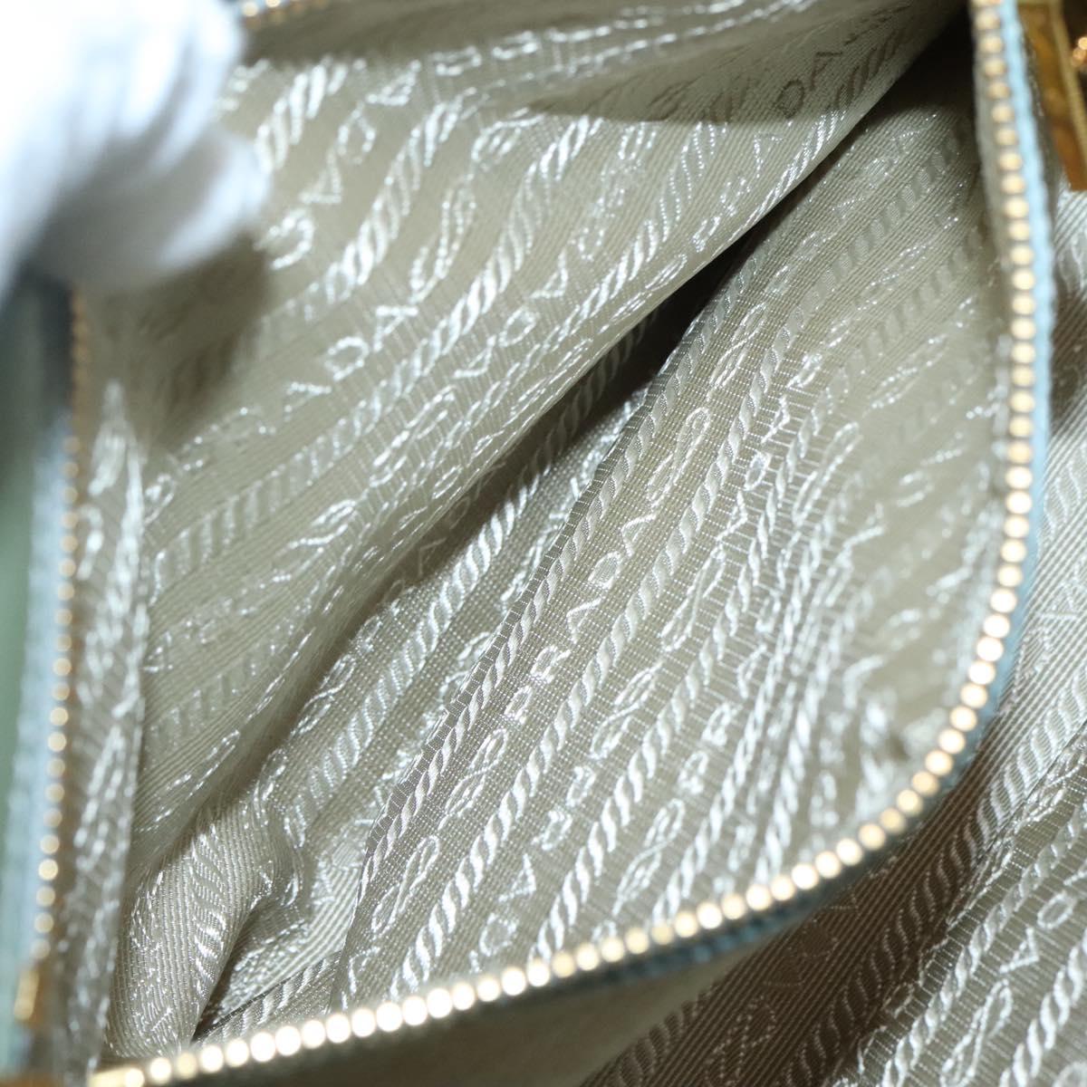 PRADA Galleria Hand Bag Safiano leather 2way Gold Light green Auth 133778