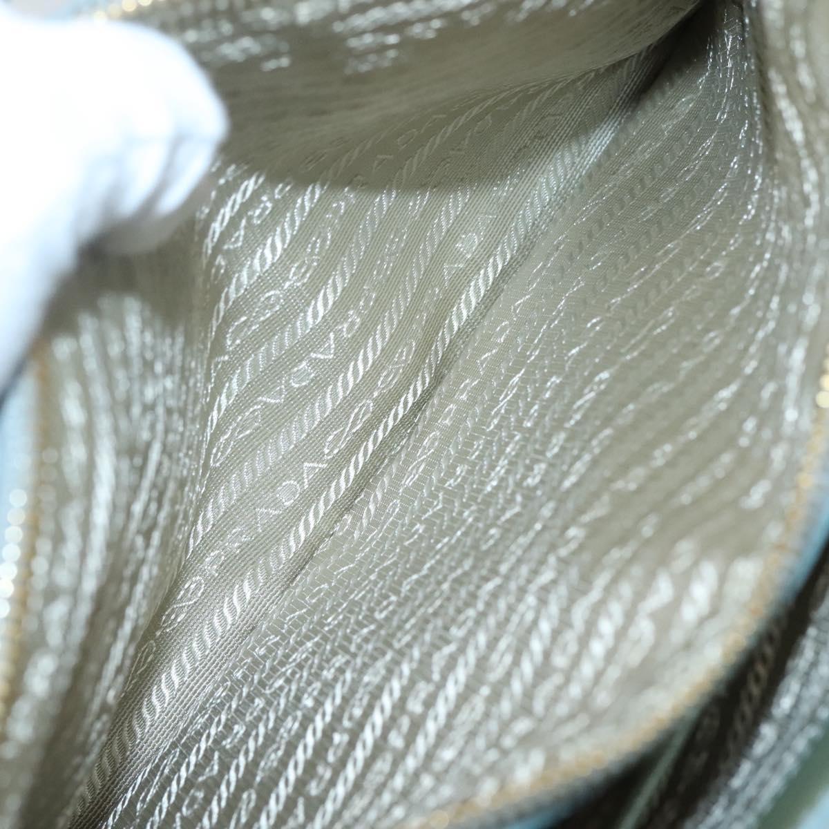 PRADA Galleria Hand Bag Safiano leather 2way Gold Light green Auth 133778