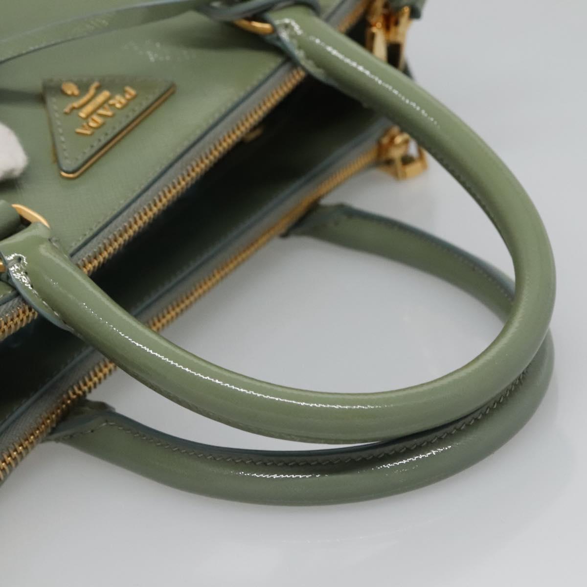 PRADA Galleria Hand Bag Safiano leather 2way Gold Light green Auth 133778