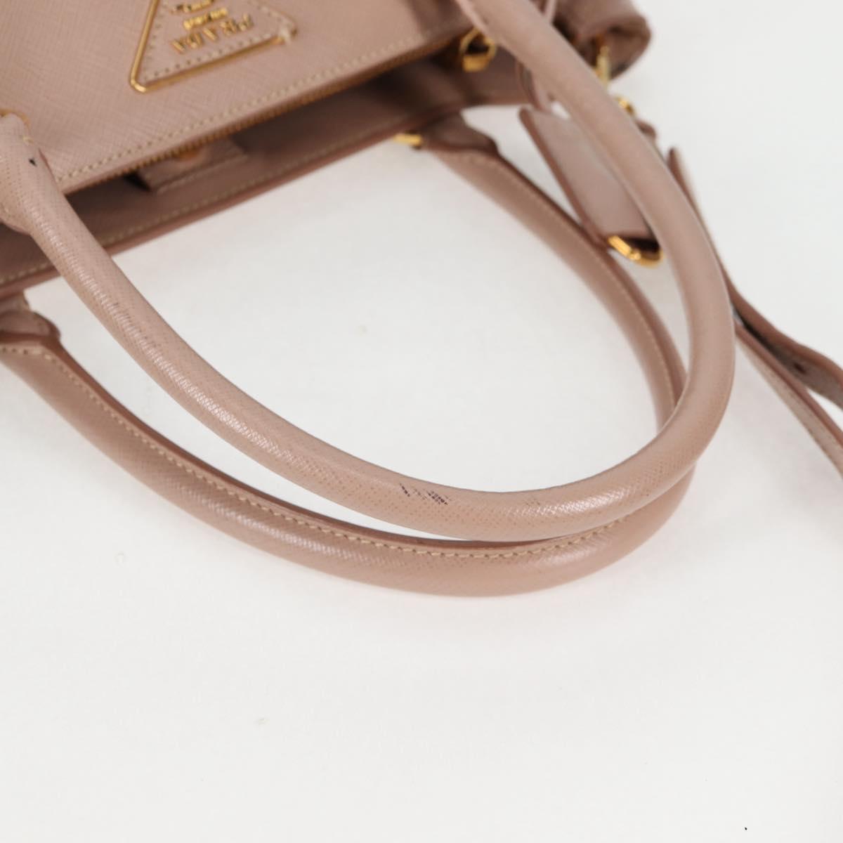 PRADA Galleria Hand Bag Safiano leather 2way Pink Gold Auth 133779