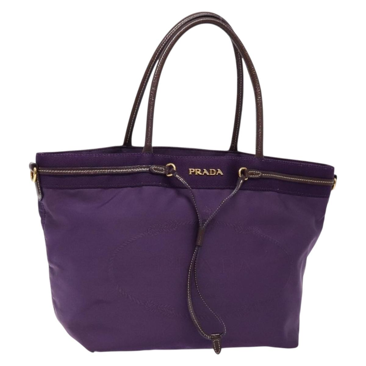 PRADA Tote Bag Nylon Purple Gold Auth 133783