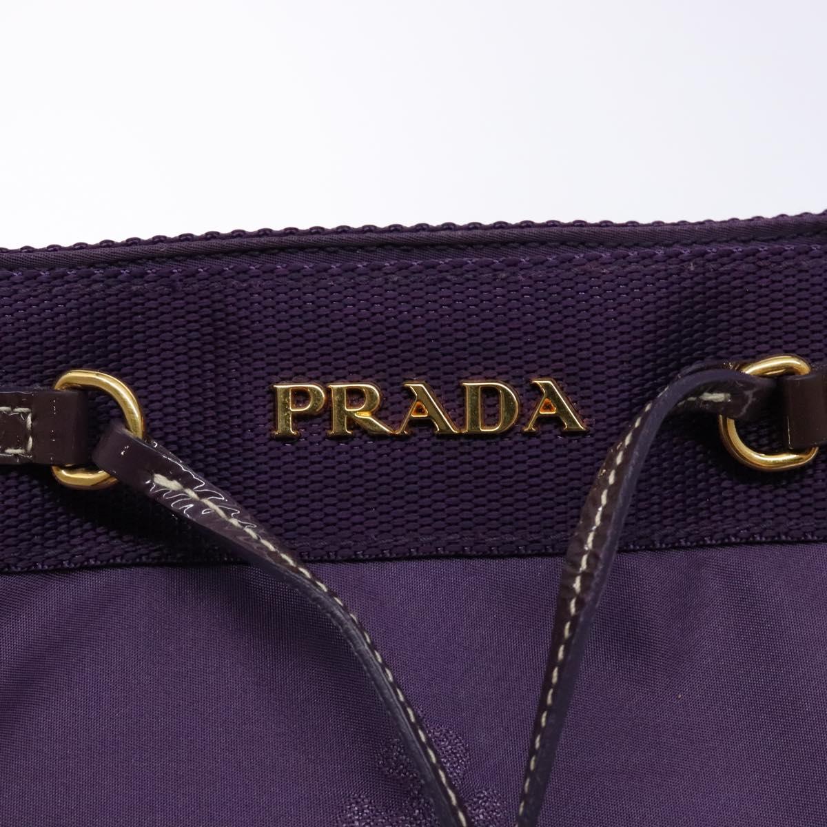 PRADA Tote Bag Nylon Purple Gold Auth 133783