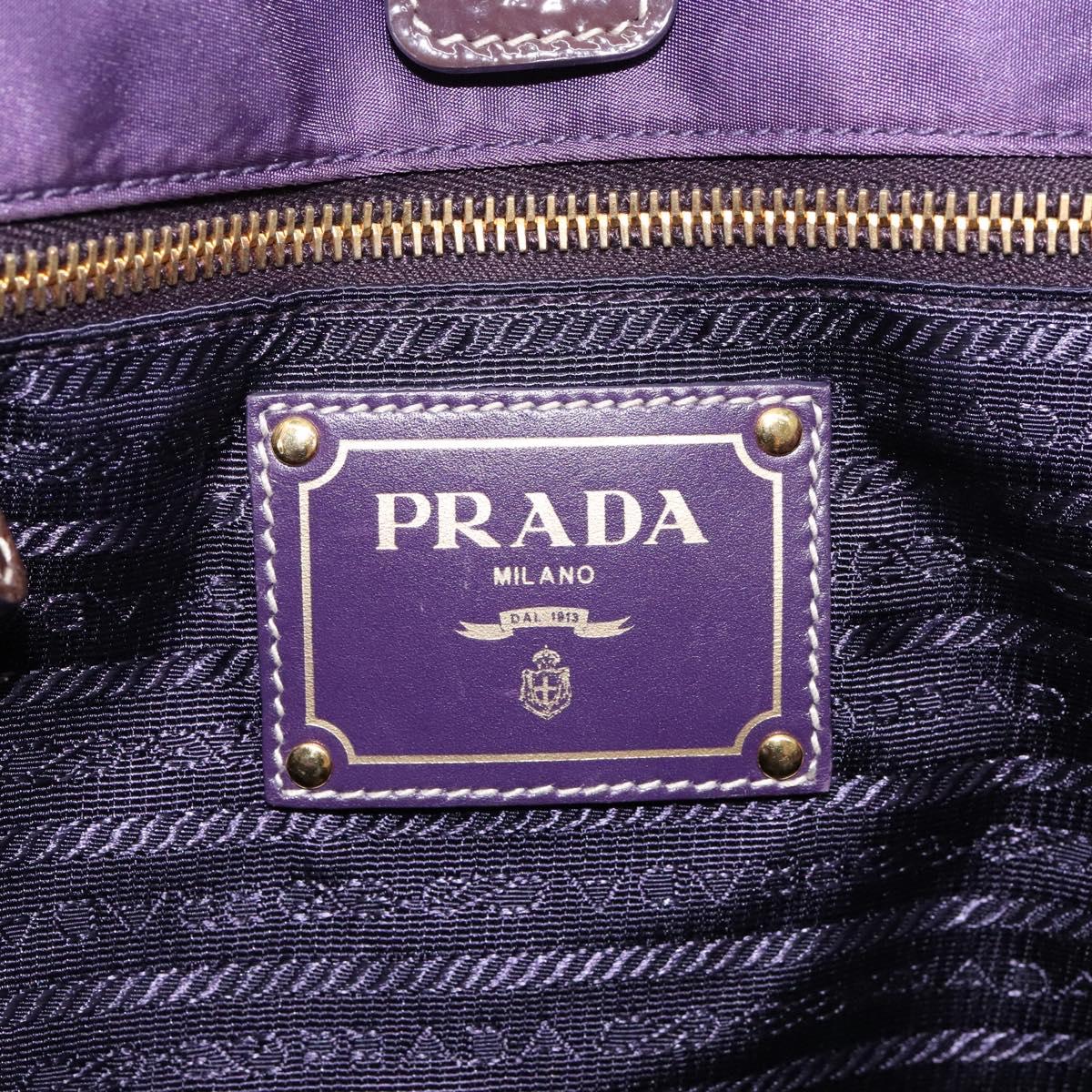 PRADA Tote Bag Nylon Purple Gold Auth 133783
