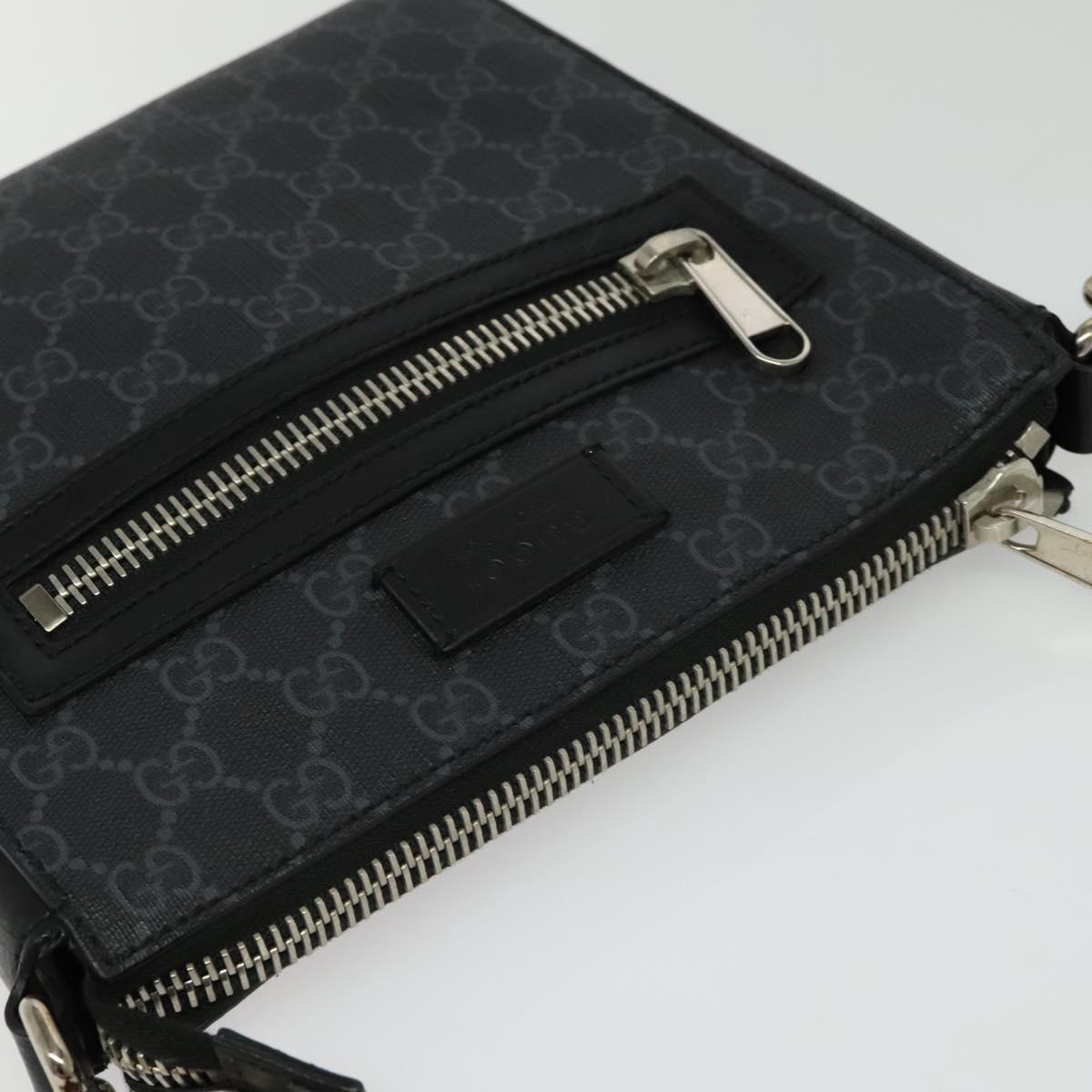 GUCCI GG Supreme Sherry Line Shoulder Bag PVC Black Red Navy 523599 Auth 133793