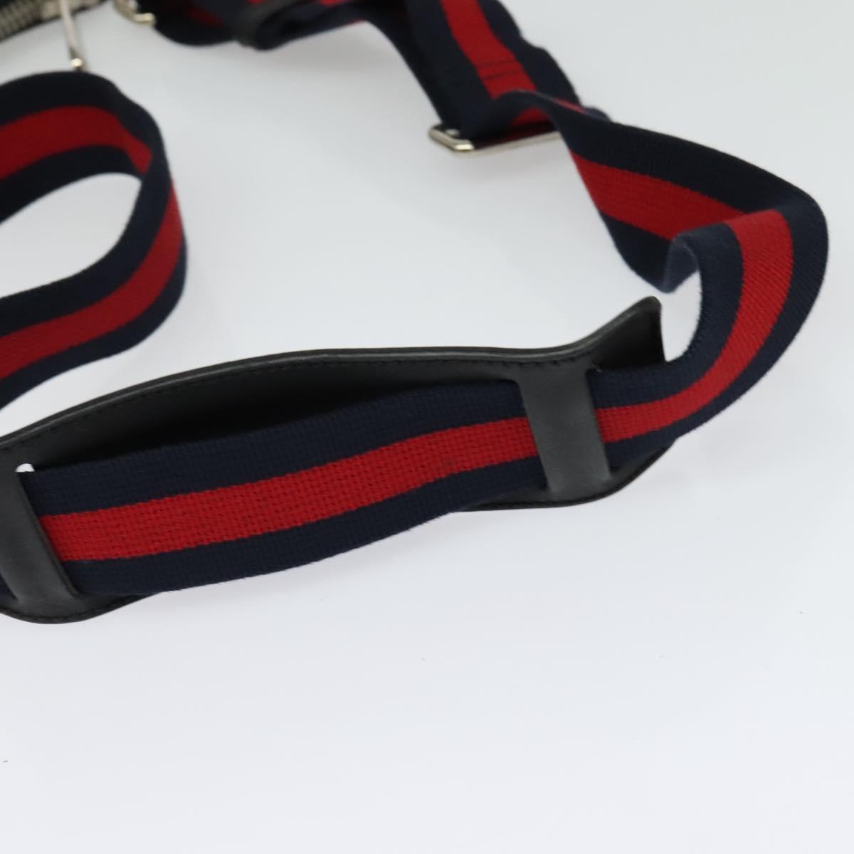 GUCCI GG Supreme Sherry Line Shoulder Bag PVC Black Red Navy 523599 Auth 133793