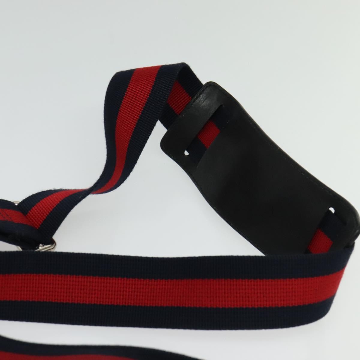 GUCCI GG Supreme Sherry Line Shoulder Bag PVC Black Red Navy 523599 Auth 133793