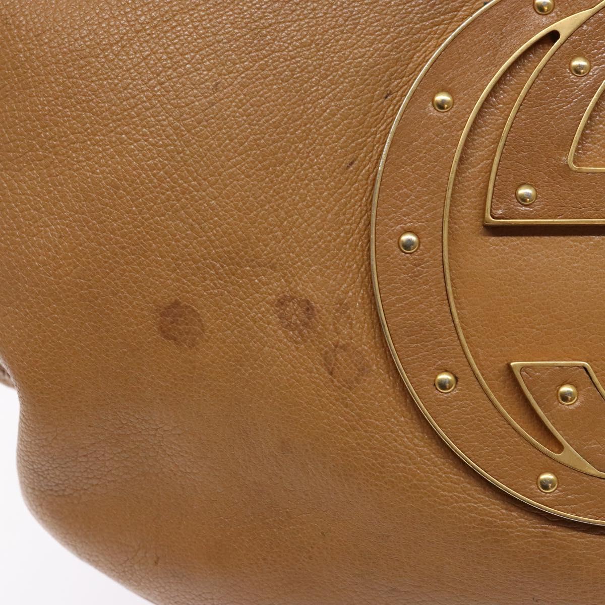 GUCCI Interlocking Shoulder Bag Leather Brown Gold 121548 Auth 133798