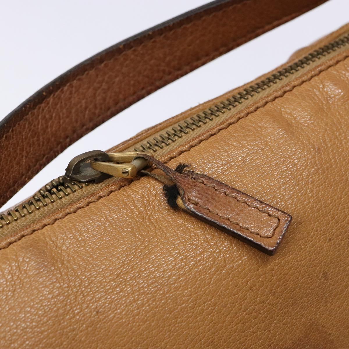 GUCCI Interlocking Shoulder Bag Leather Brown Gold 121548 Auth 133798