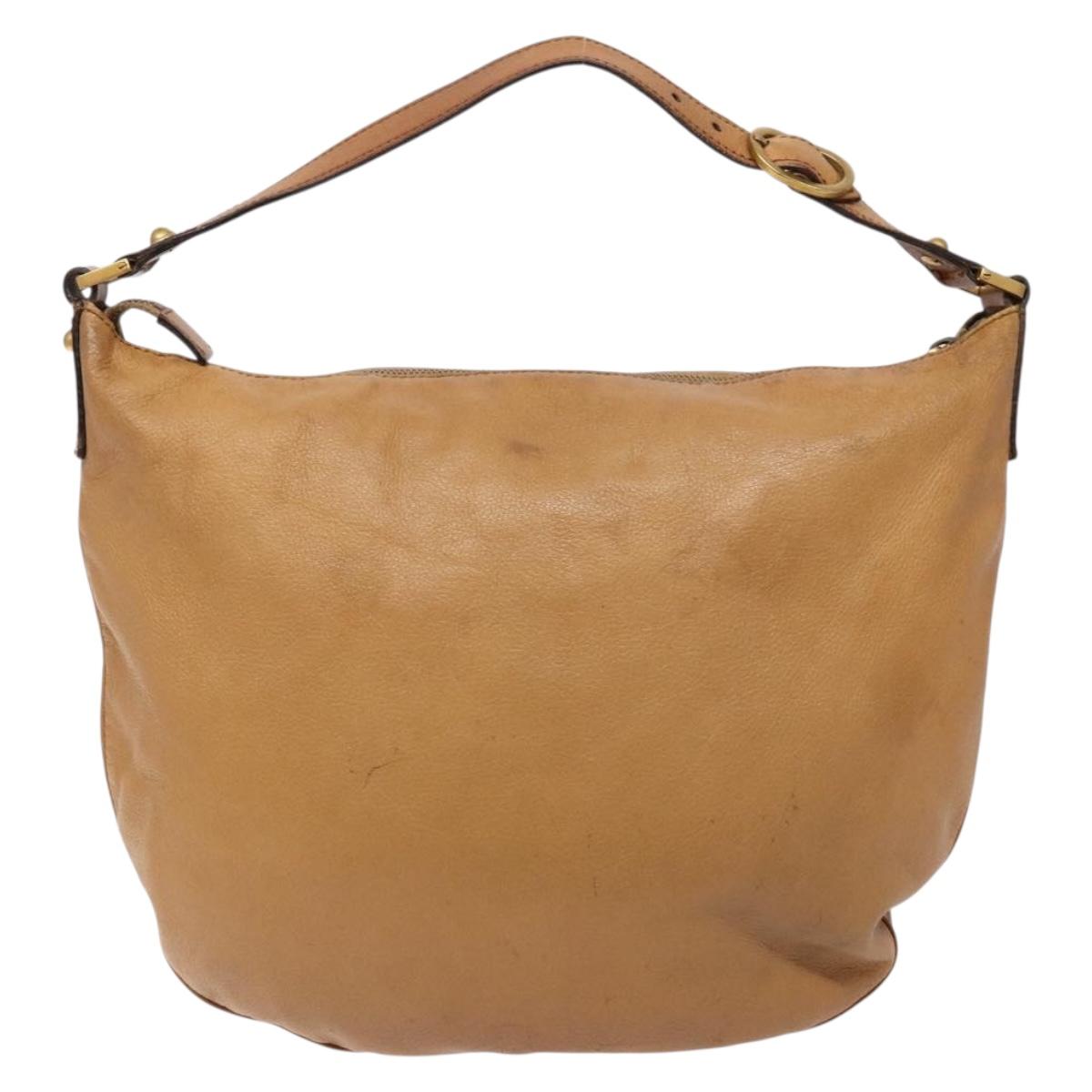 GUCCI Interlocking Shoulder Bag Leather Brown Gold 121548 Auth 133798