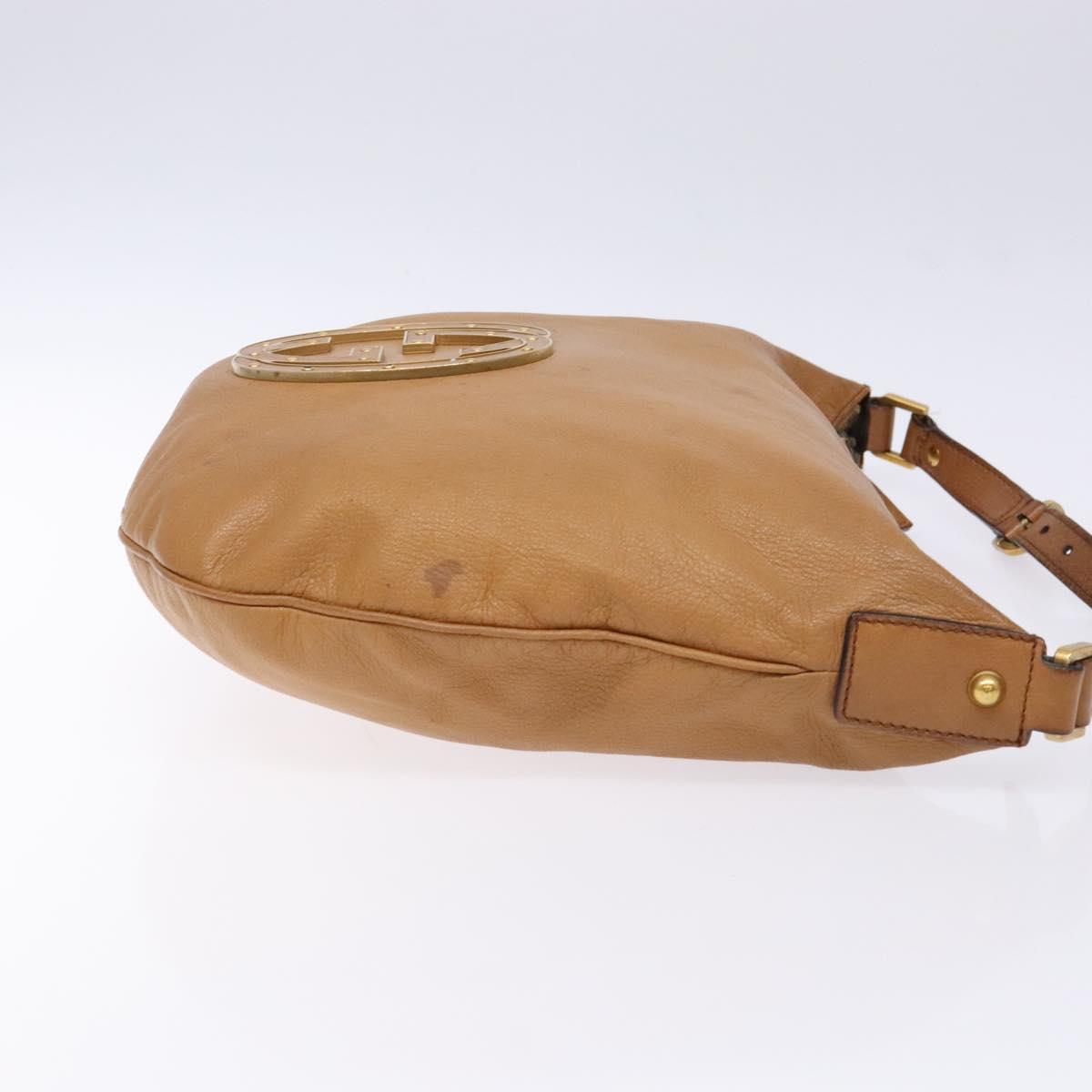 GUCCI Interlocking Shoulder Bag Leather Brown Gold 121548 Auth 133798