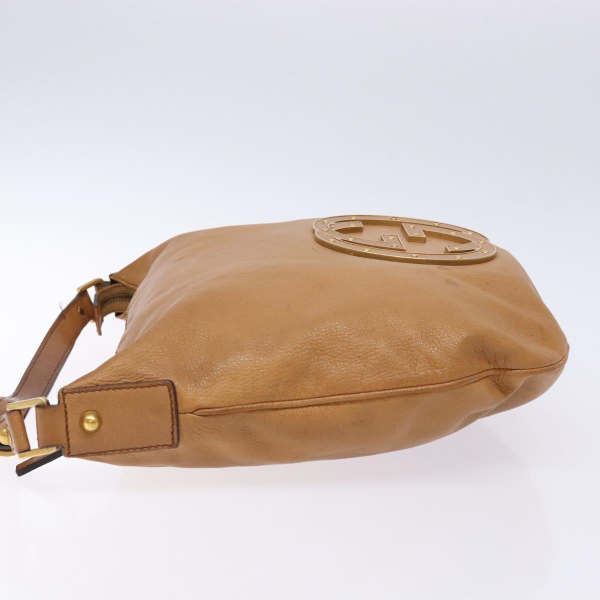 GUCCI Interlocking Shoulder Bag Leather Brown Gold 121548 Auth 133798