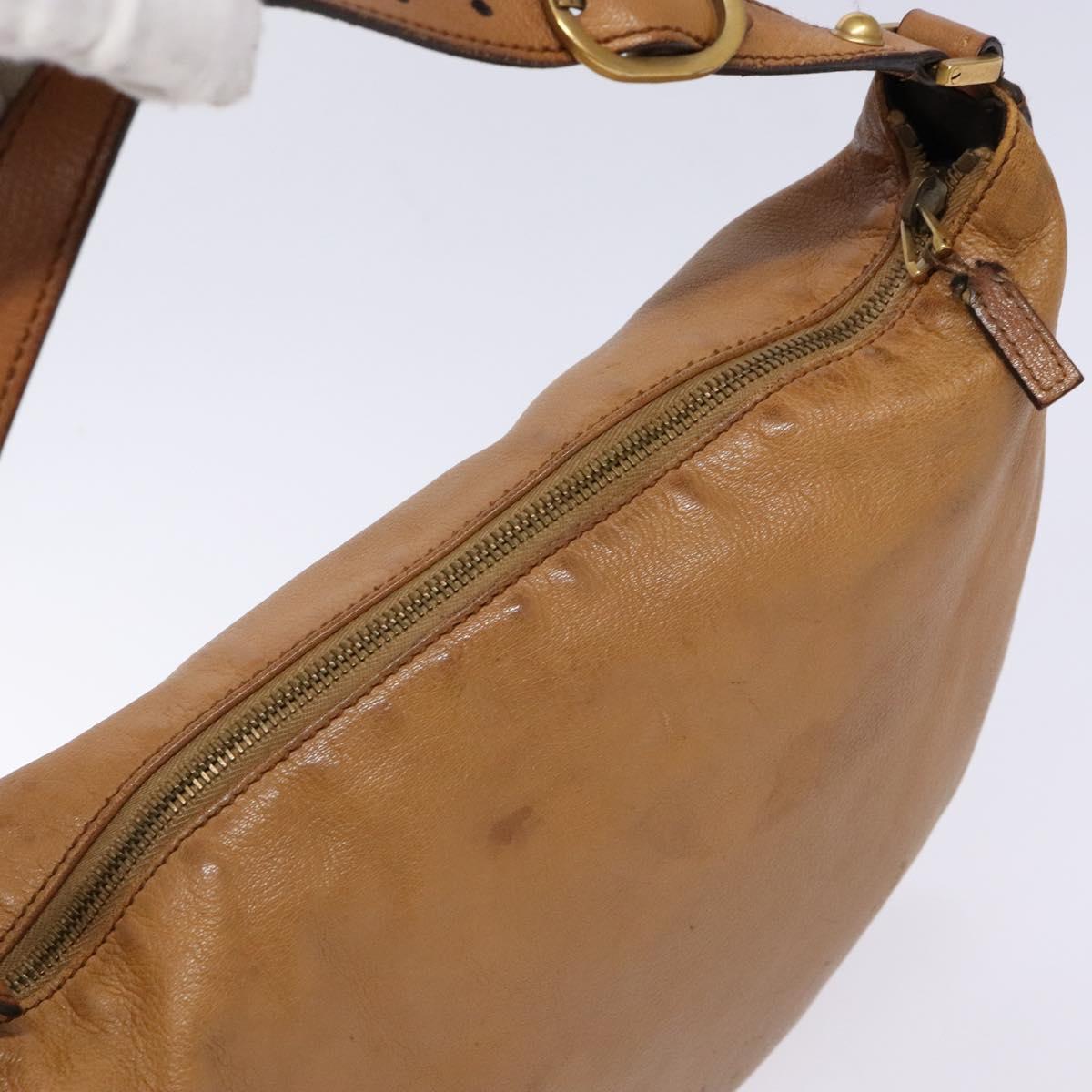 GUCCI Interlocking Shoulder Bag Leather Brown Gold 121548 Auth 133798
