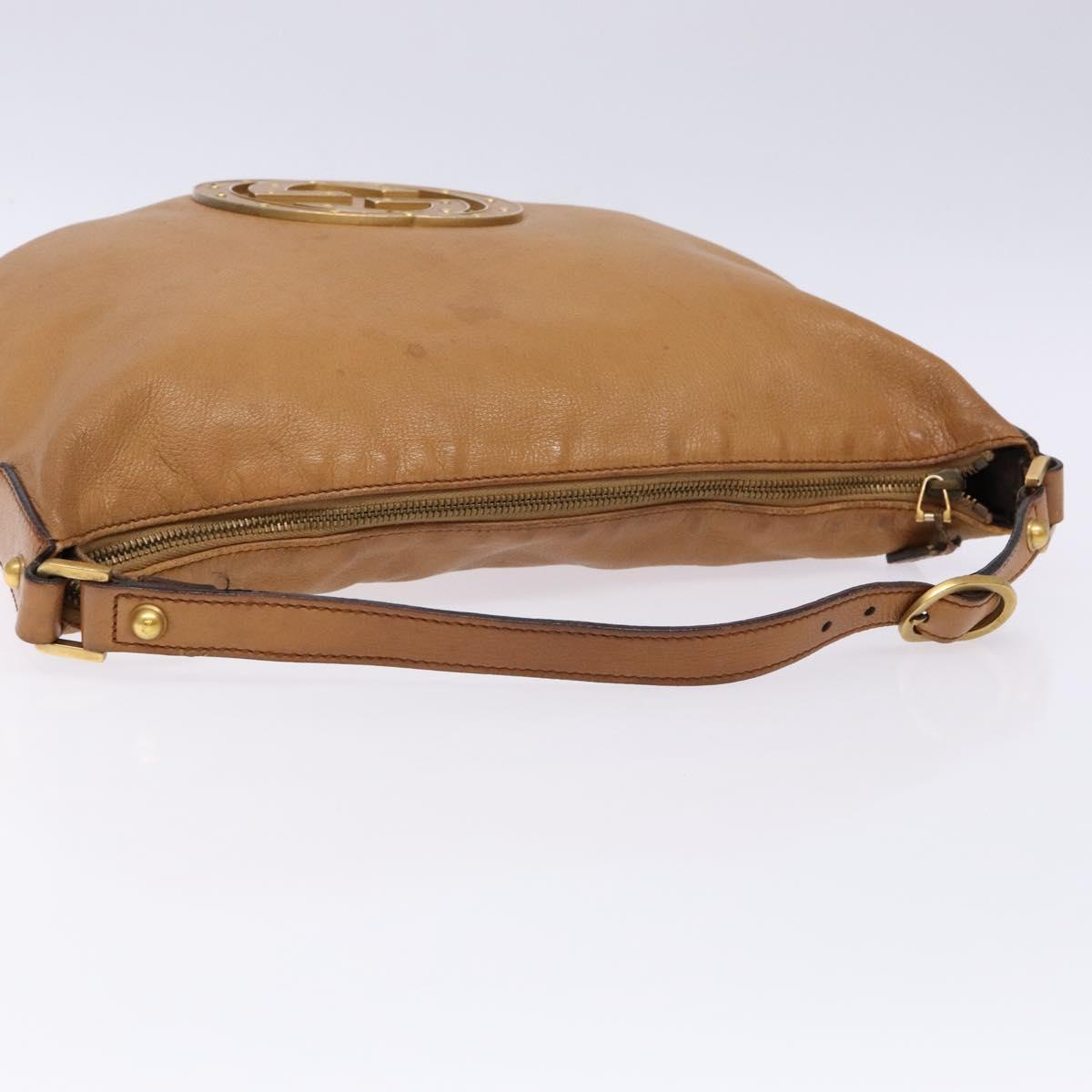 GUCCI Interlocking Shoulder Bag Leather Brown Gold 121548 Auth 133798