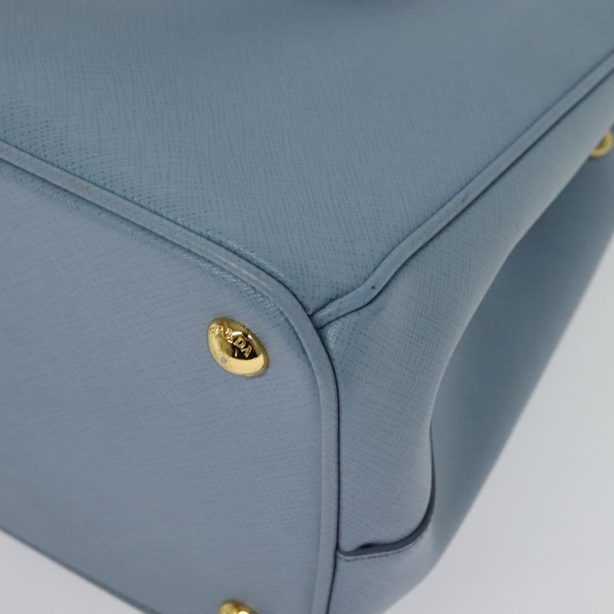 PRADA Galleria Hand Bag Safiano leather 2way Light Blue Gold Auth 133807