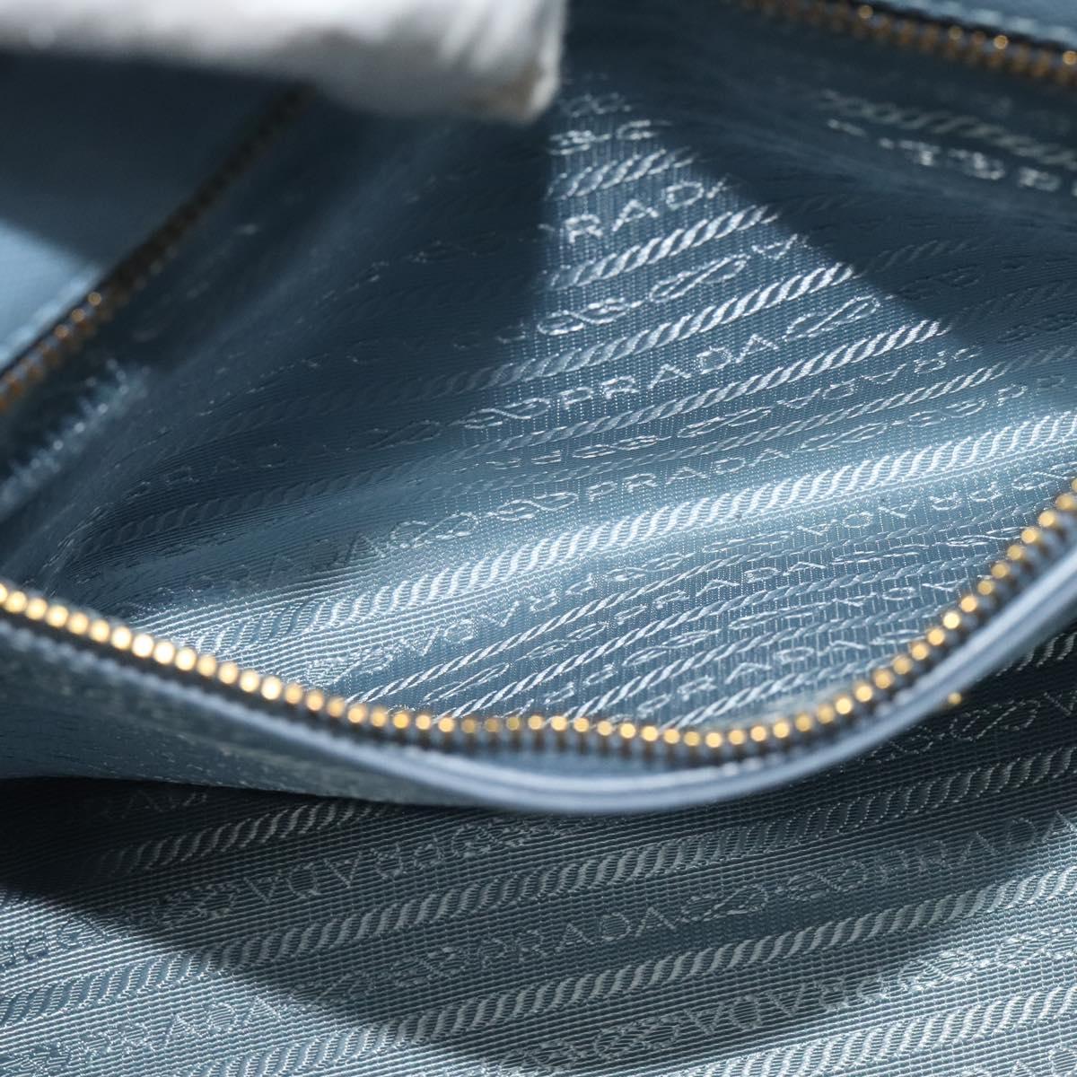 PRADA Galleria Hand Bag Safiano leather 2way Light Blue Gold Auth 133807