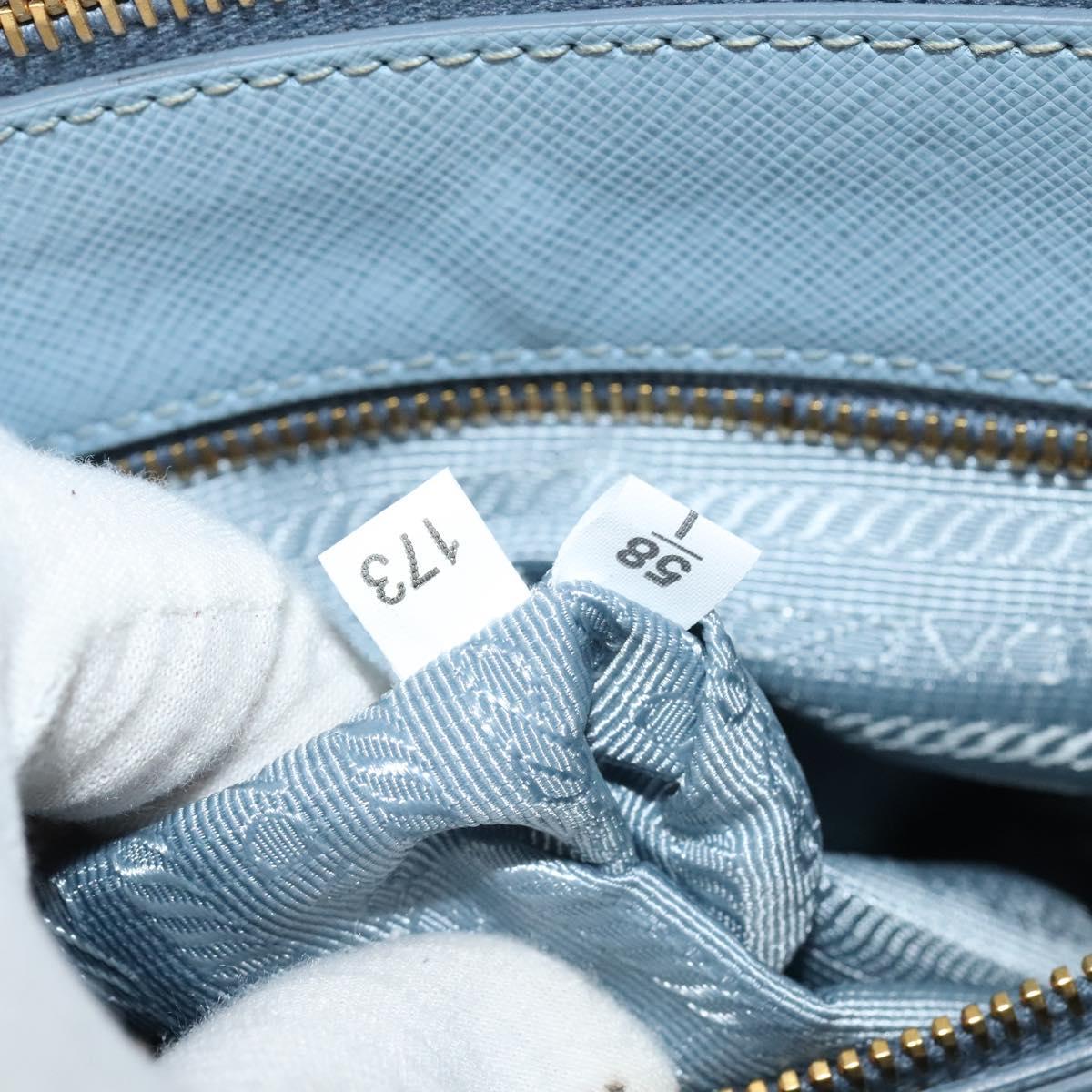 PRADA Galleria Hand Bag Safiano leather 2way Light Blue Gold Auth 133807