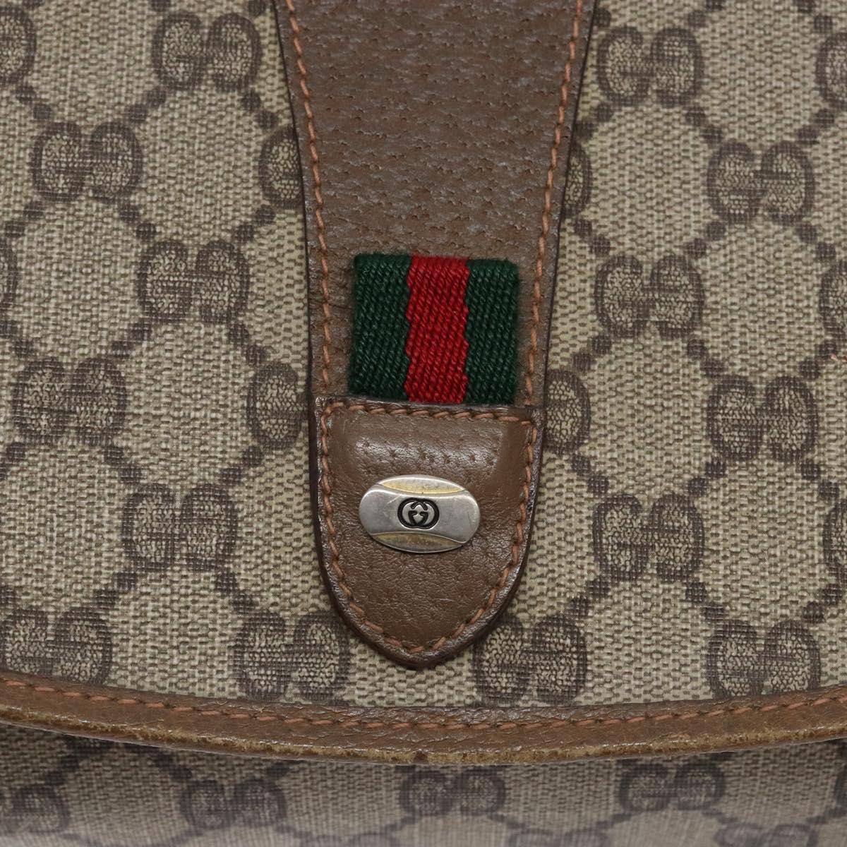 GUCCI GG Supreme Web Sherry Line Clutch Bag PVC Beige Gold 89 01 030 Auth 133814