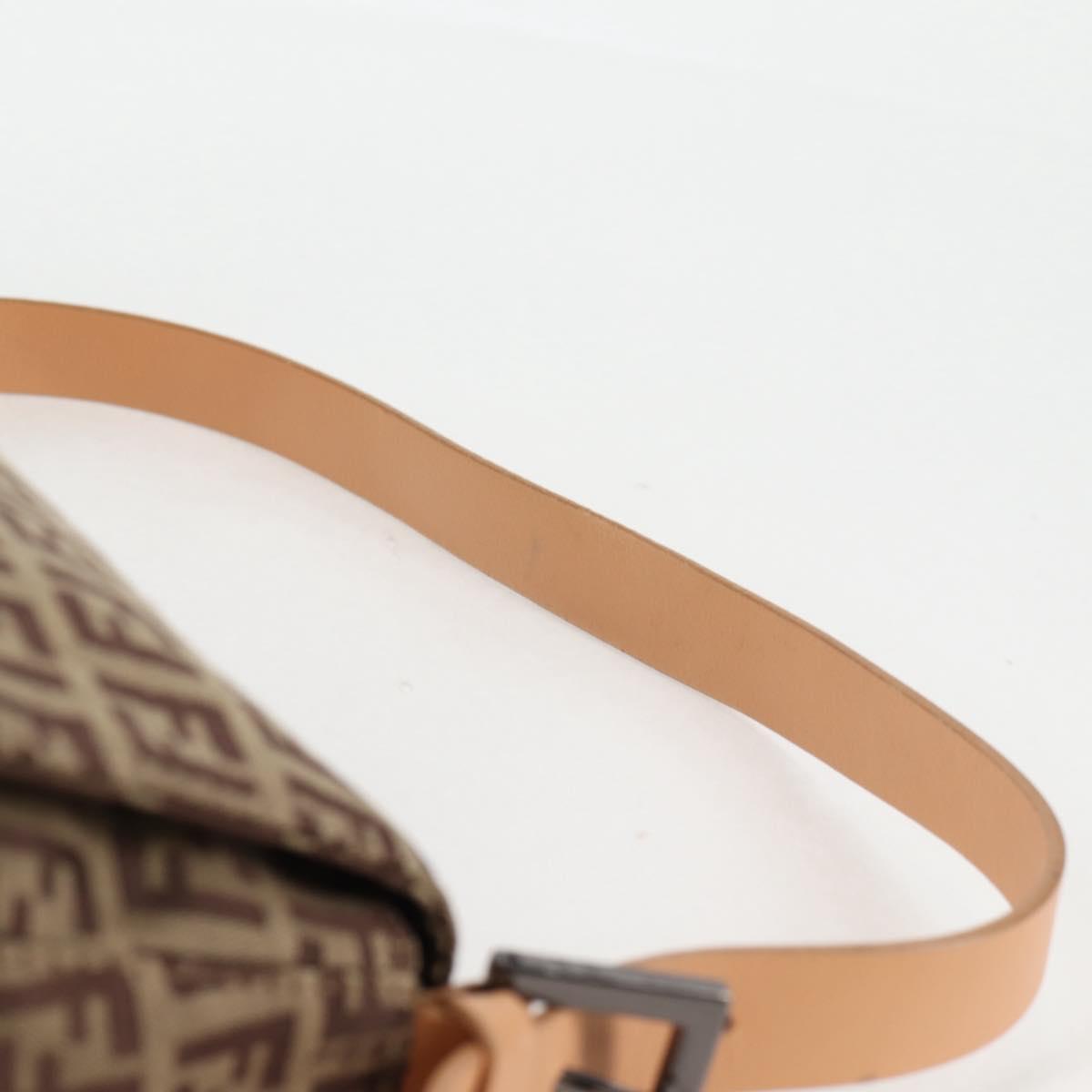 FENDI Zucchino Canvas Mamma Baguette Shoulder Bag Beige Silver Auth 133832V